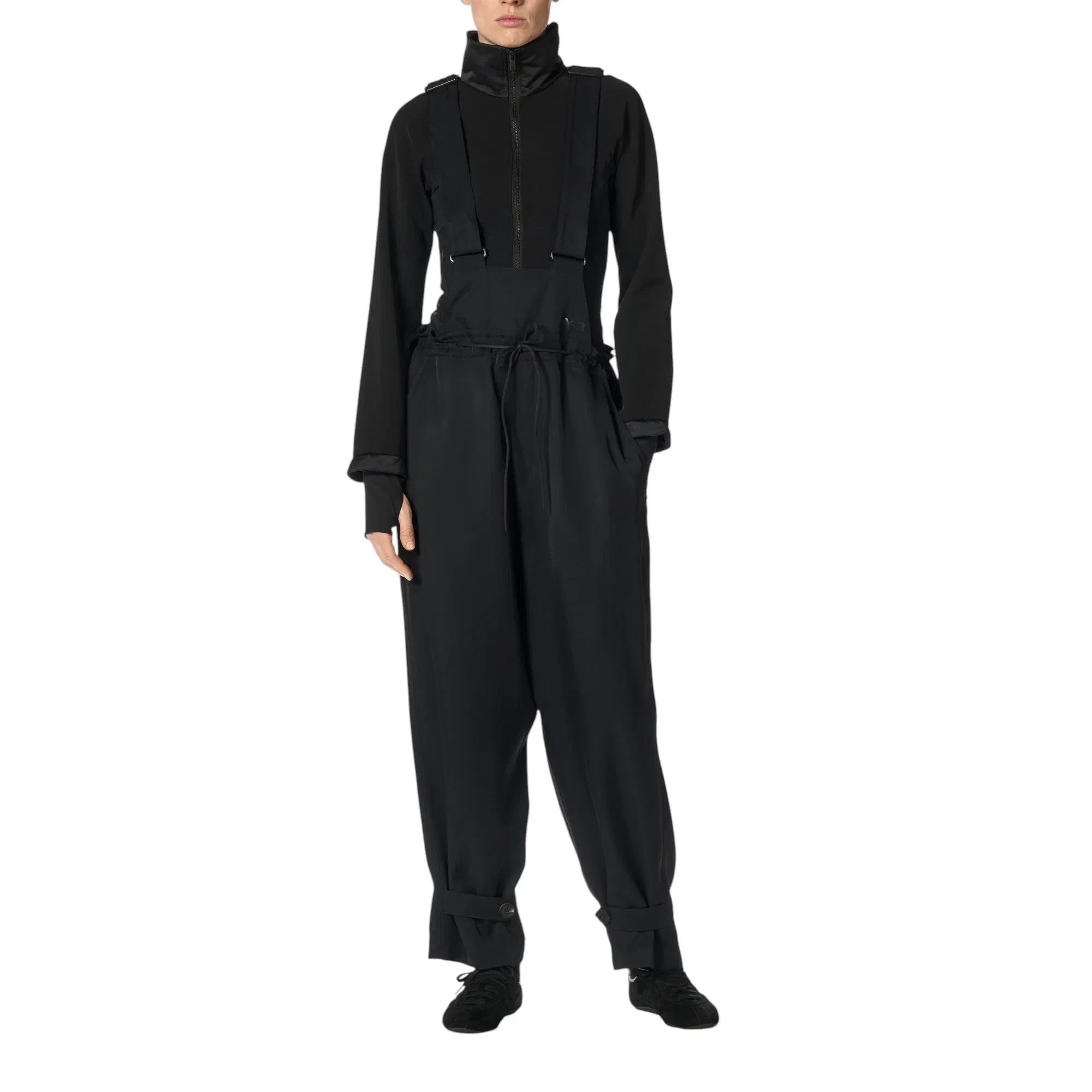 Y-3 RAYON TWILL SUSPENDER PANTS