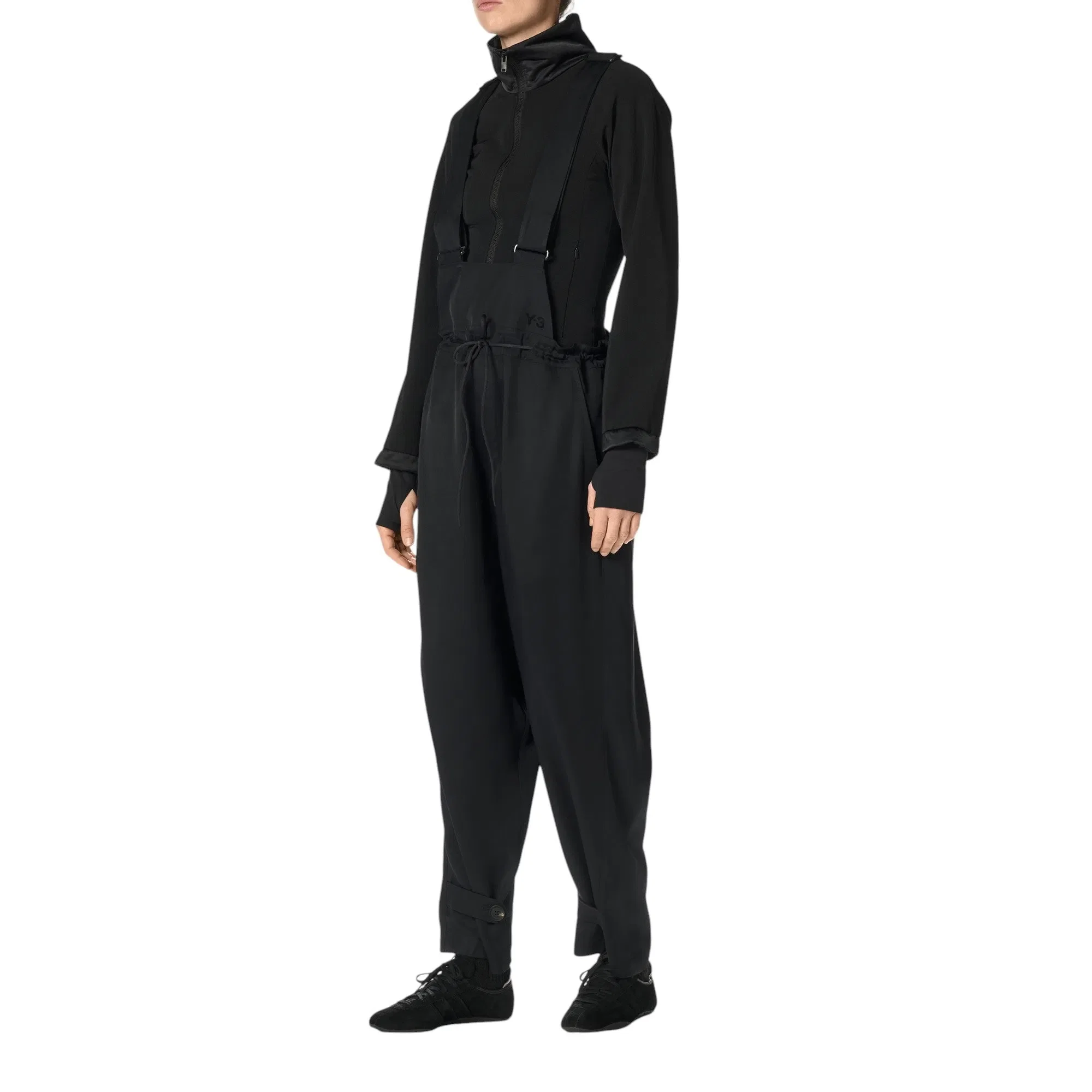 Y-3 RAYON TWILL SUSPENDER PANTS