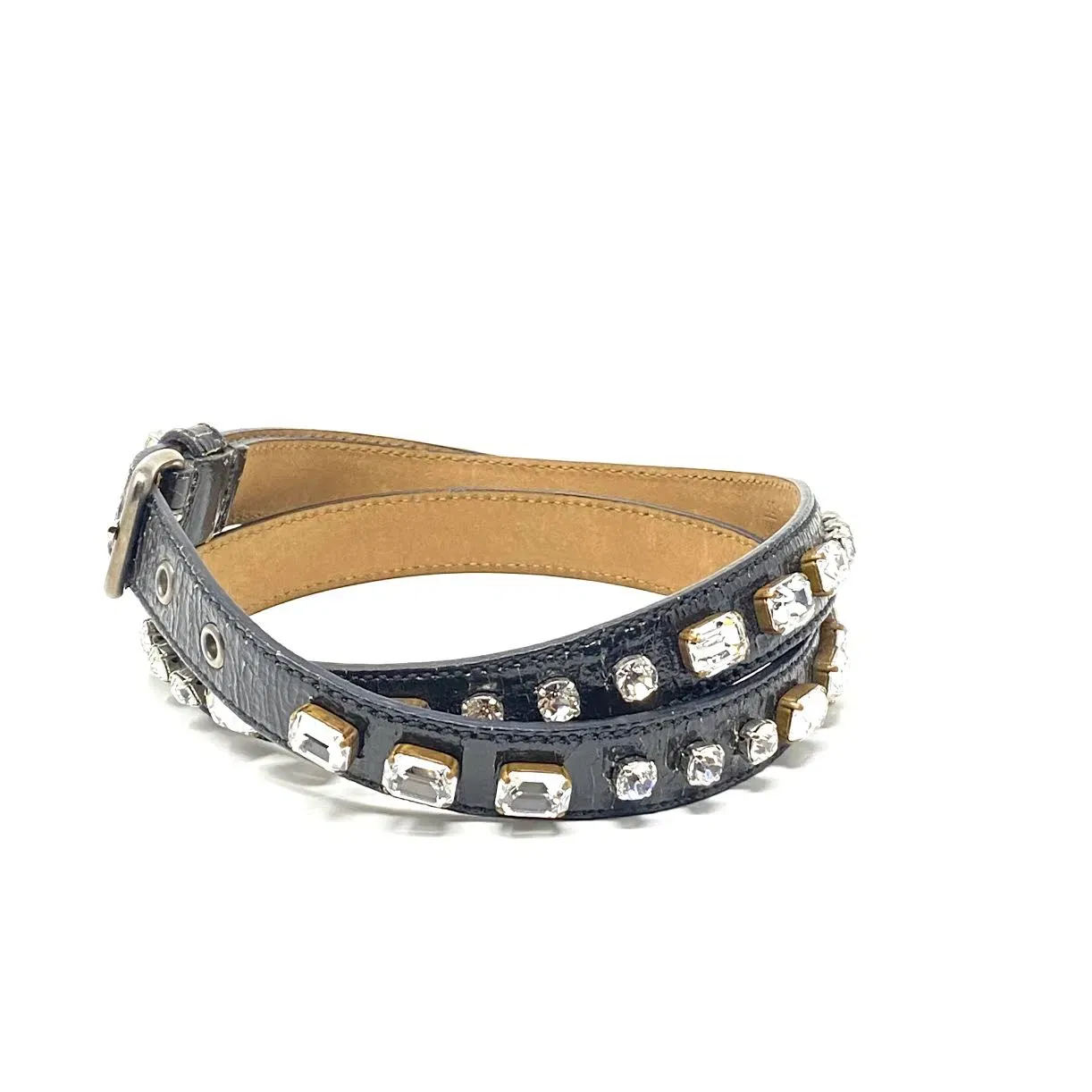 Miu MIu Leather Jewel-Embellished Belt - Size 90