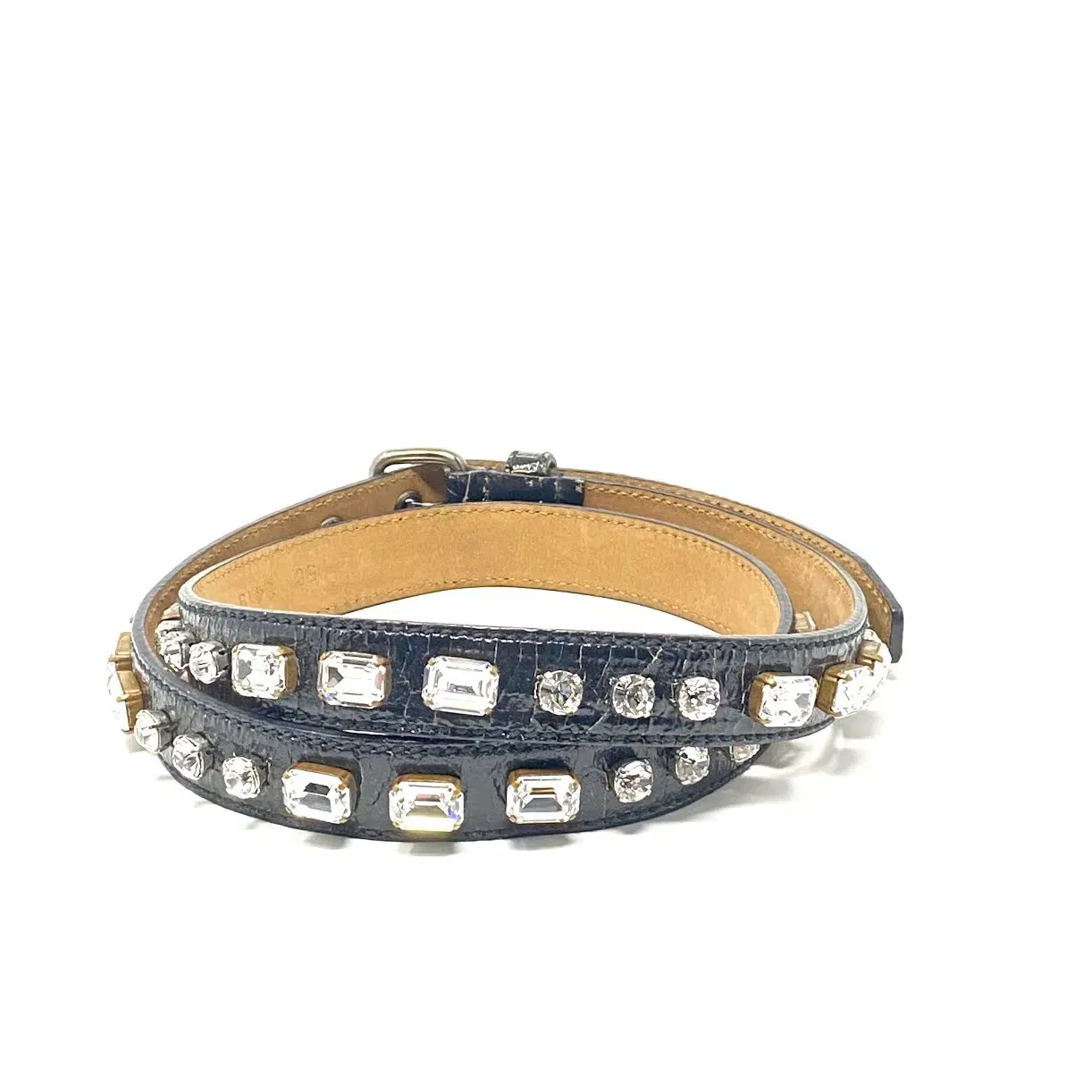 Miu MIu Leather Jewel-Embellished Belt - Size 90