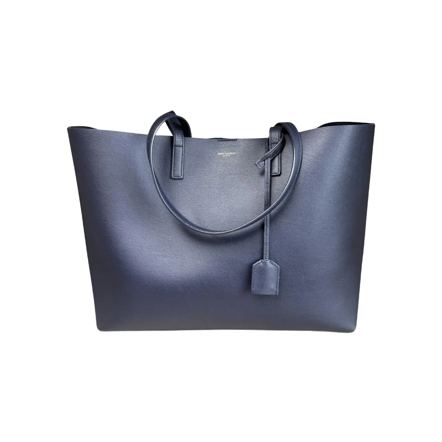 Yves Saint Laurent Saint Laurent Navy Leather EW Shopping Tote Bag