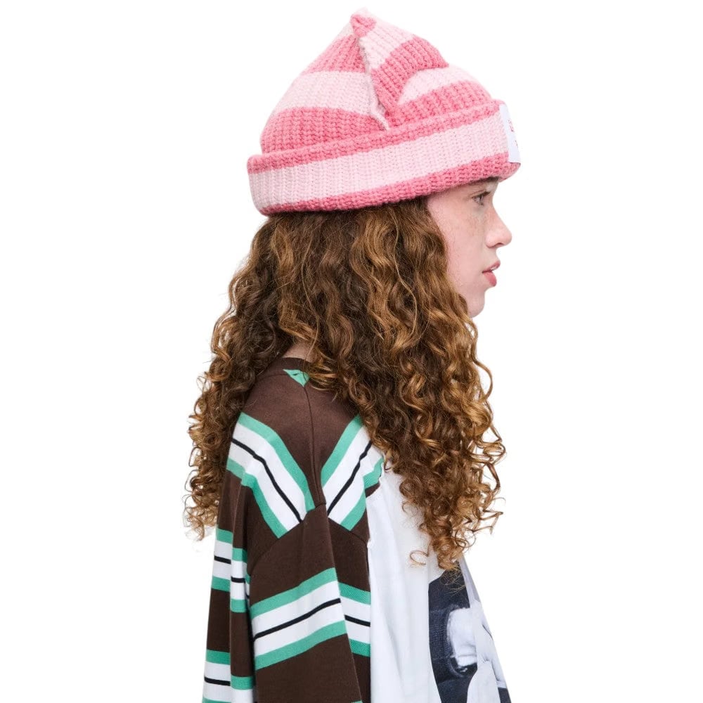 CHARLES JEFFREY LOVERBOY CHUNKY EARS BEANIE in PINK STRIPE