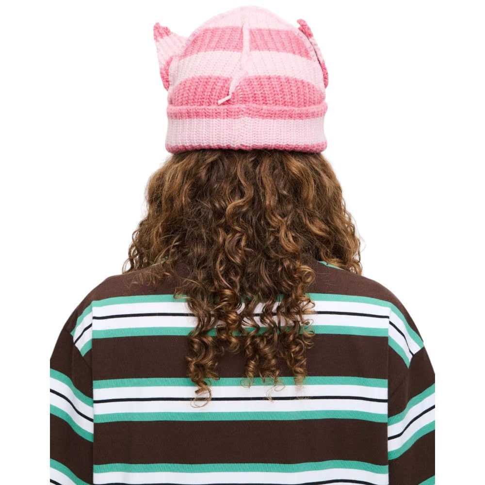 CHARLES JEFFREY LOVERBOY CHUNKY EARS BEANIE in PINK STRIPE