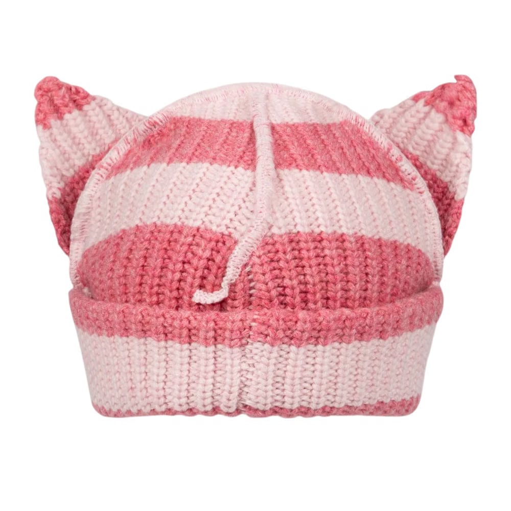 CHARLES JEFFREY LOVERBOY CHUNKY EARS BEANIE in PINK STRIPE
