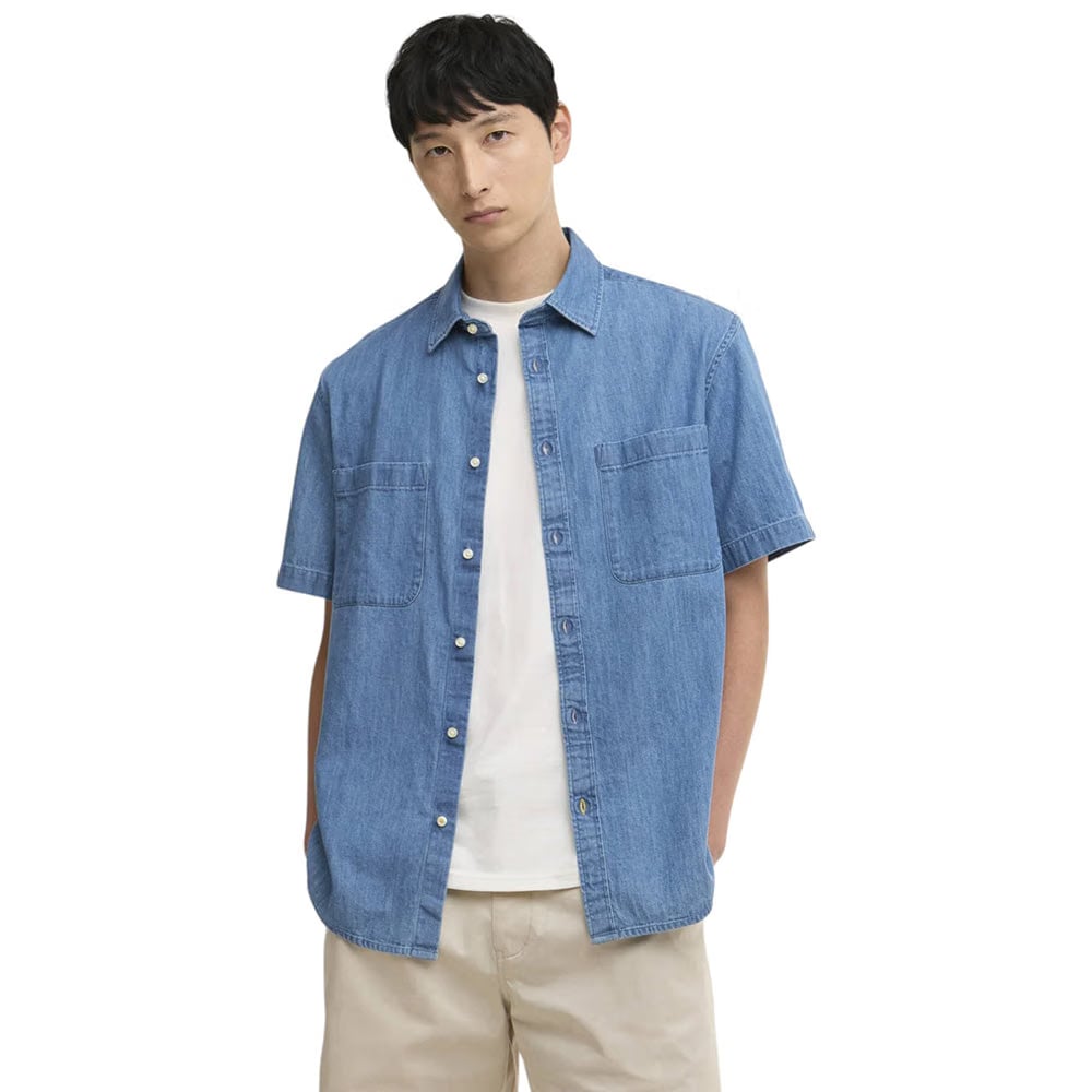 BARBOUR ASHBROOKE OVERSIZED SHORT SLEEVE CHAMBRAY SHIRT