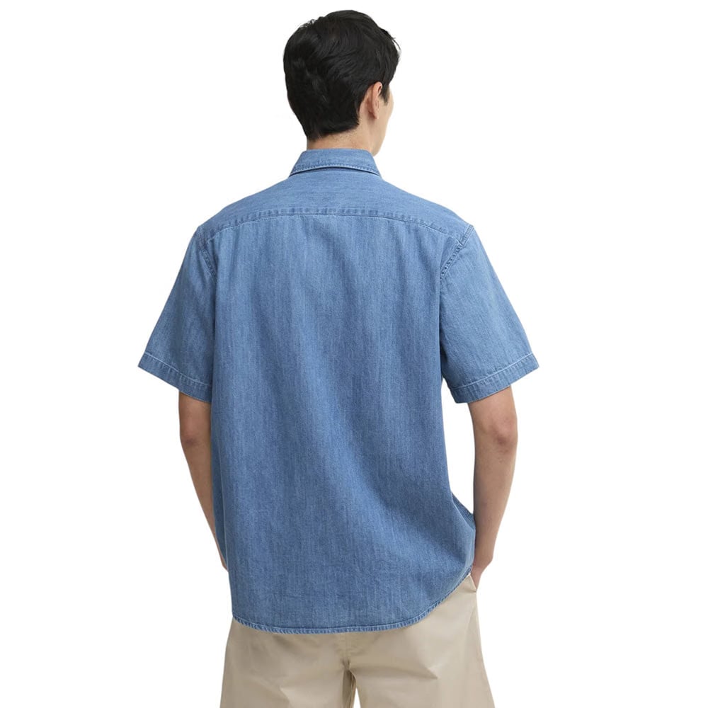 BARBOUR ASHBROOKE OVERSIZED SHORT SLEEVE CHAMBRAY SHIRT