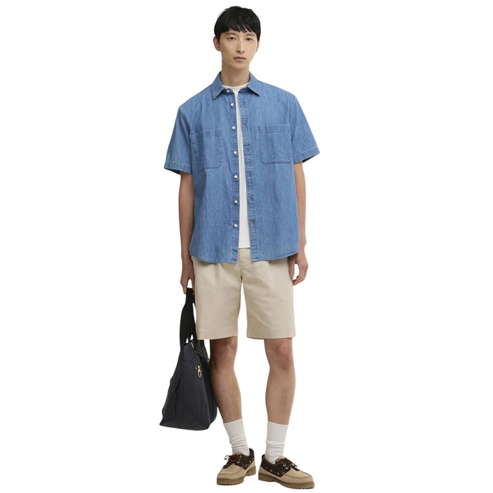 BARBOUR ASHBROOKE OVERSIZED SHORT SLEEVE CHAMBRAY SHIRT