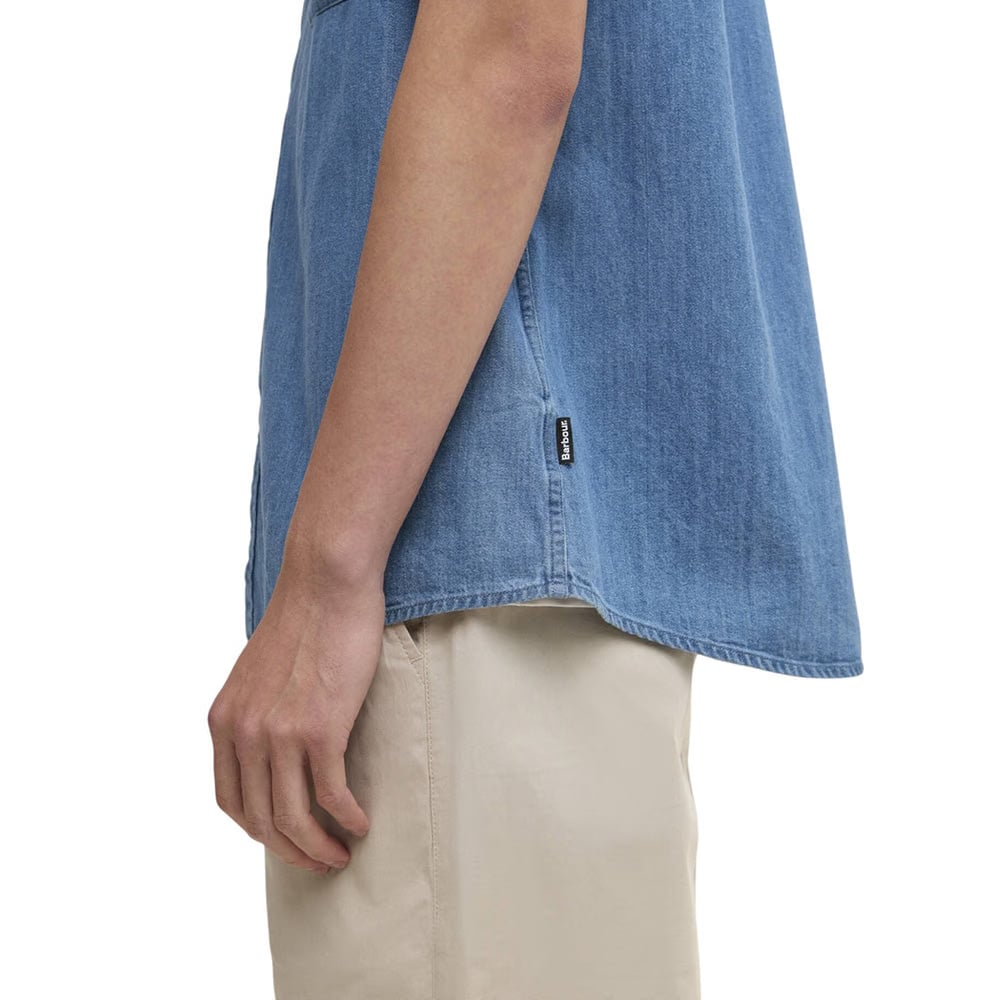 BARBOUR ASHBROOKE OVERSIZED SHORT SLEEVE CHAMBRAY SHIRT