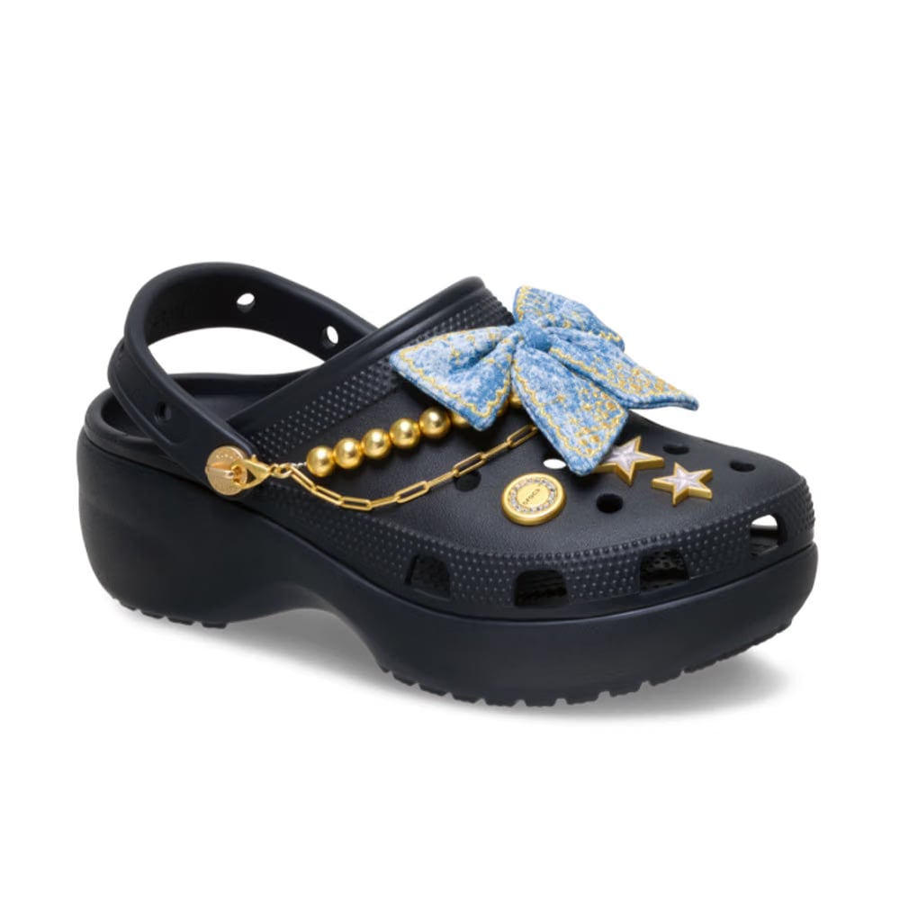 CROCS WOMEN'S CLASSIC PLATFORM DEMIM GLITZ CLOG