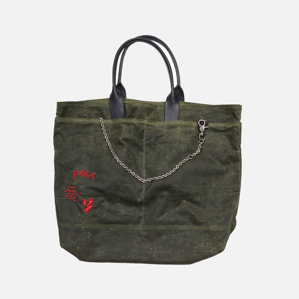 Paly U BROKE ME WAXED CANVAS TOTE BAG - GREEN
