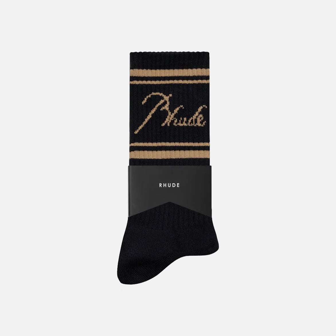 RHUDE SCRIPT LOGO SOCK - BLACK / GOLD