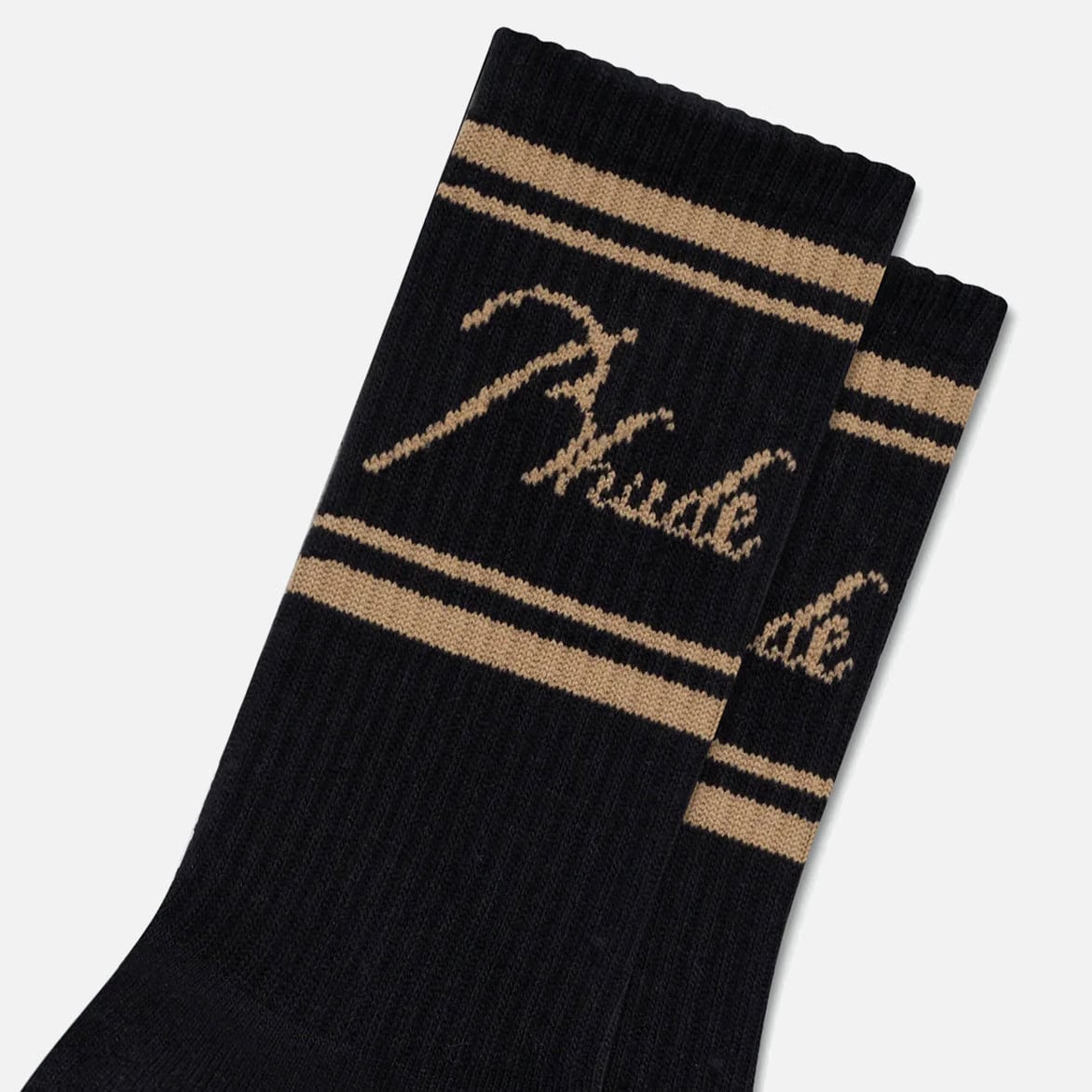 RHUDE SCRIPT LOGO SOCK - BLACK / GOLD
