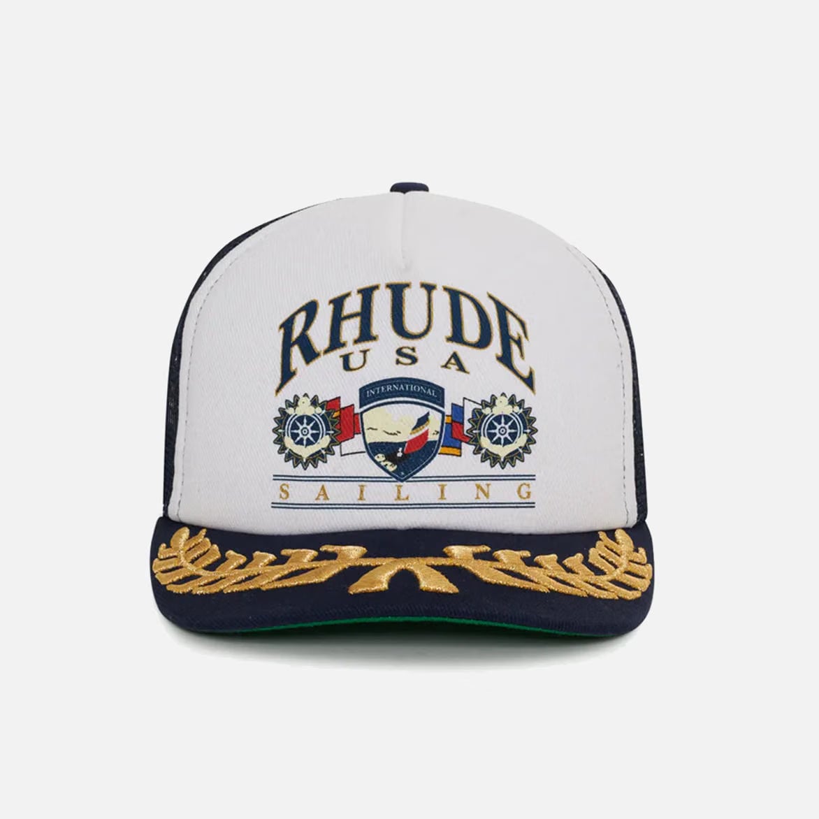 RHUDE USA SAILING ICON TRUCKER HAT - NAVY / WHITE