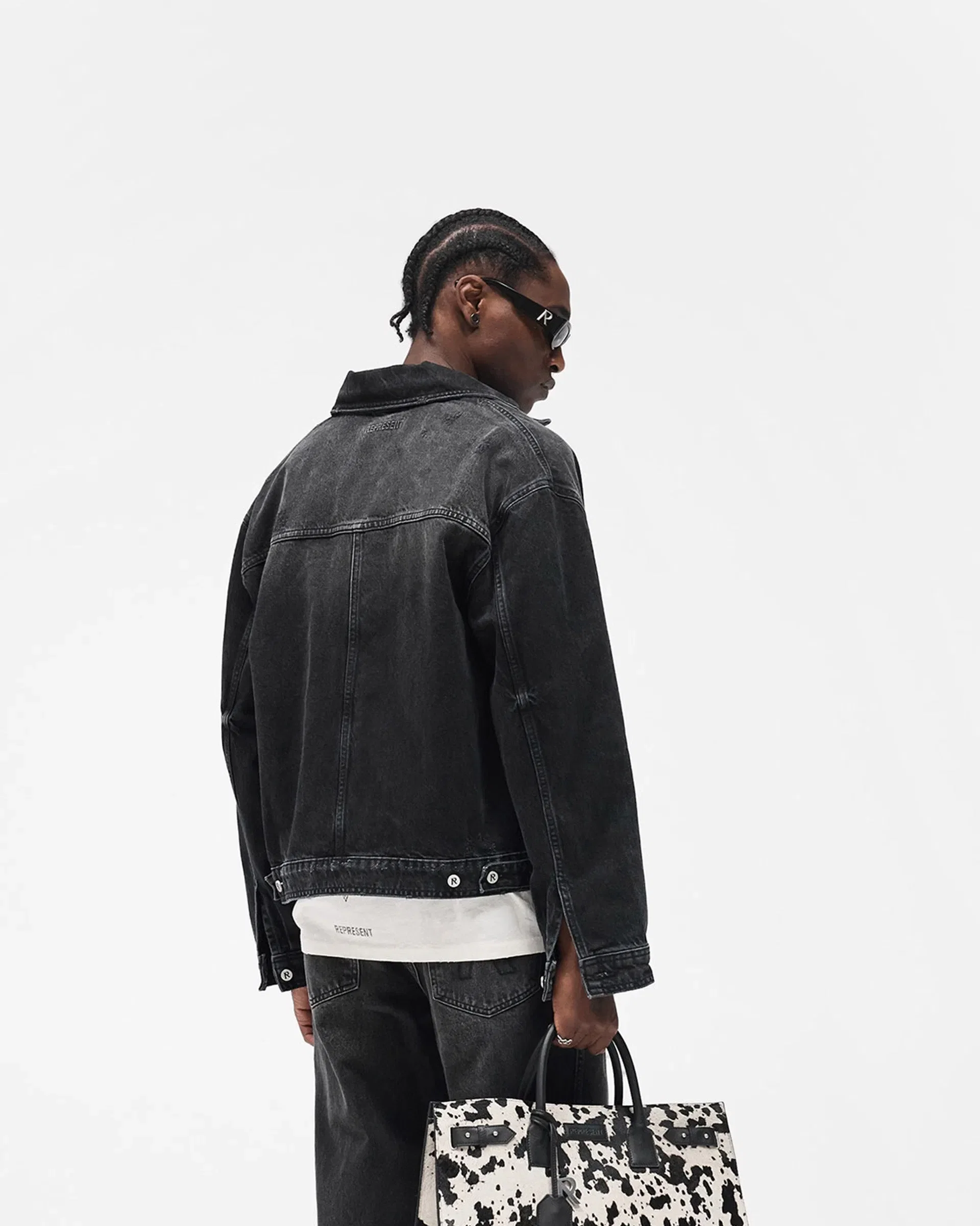 FW25 Collared Denim Jacket - Aged Black
