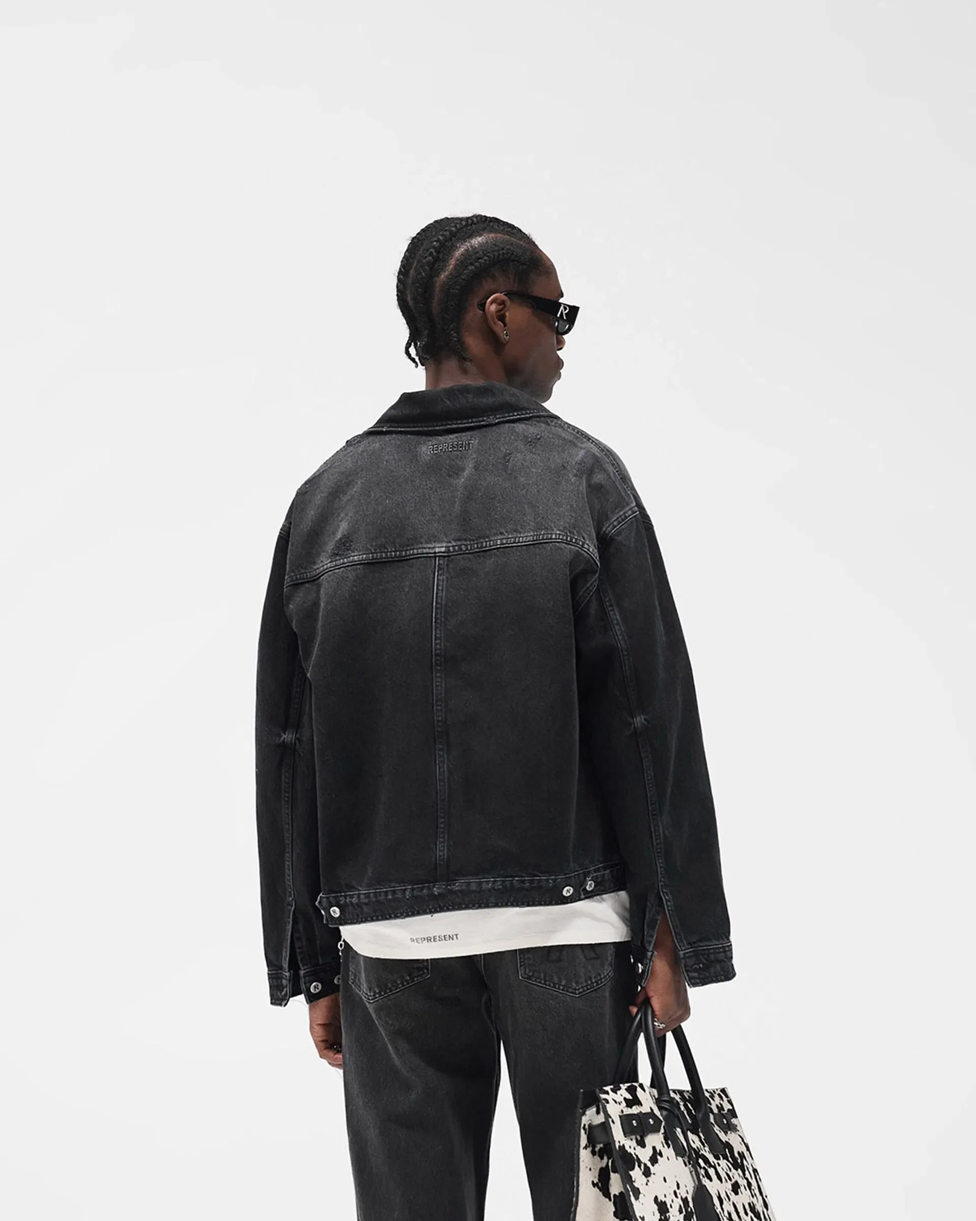 FW25 Collared Denim Jacket - Aged Black