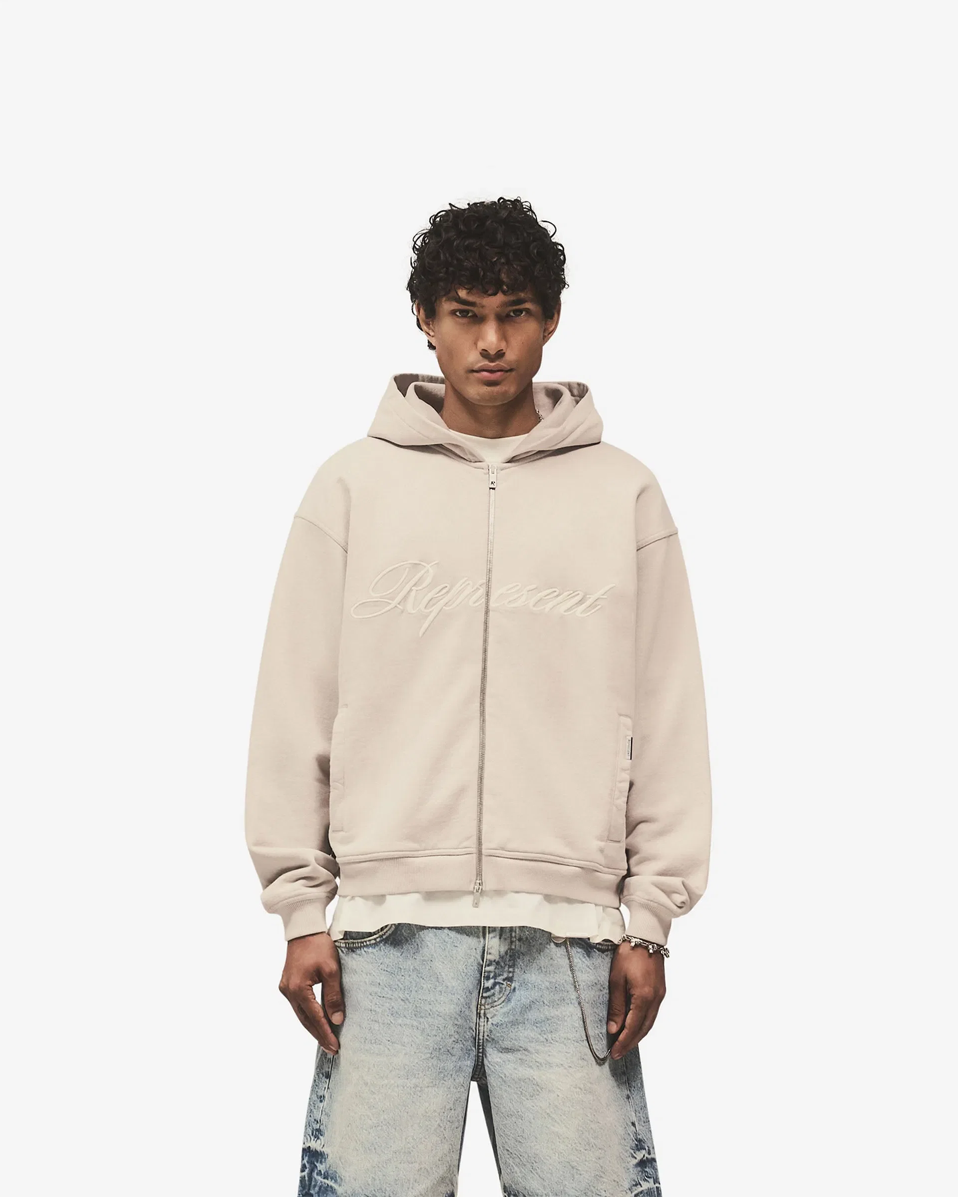 Logo Pack Script Logo Zip Hoodie - Concrete