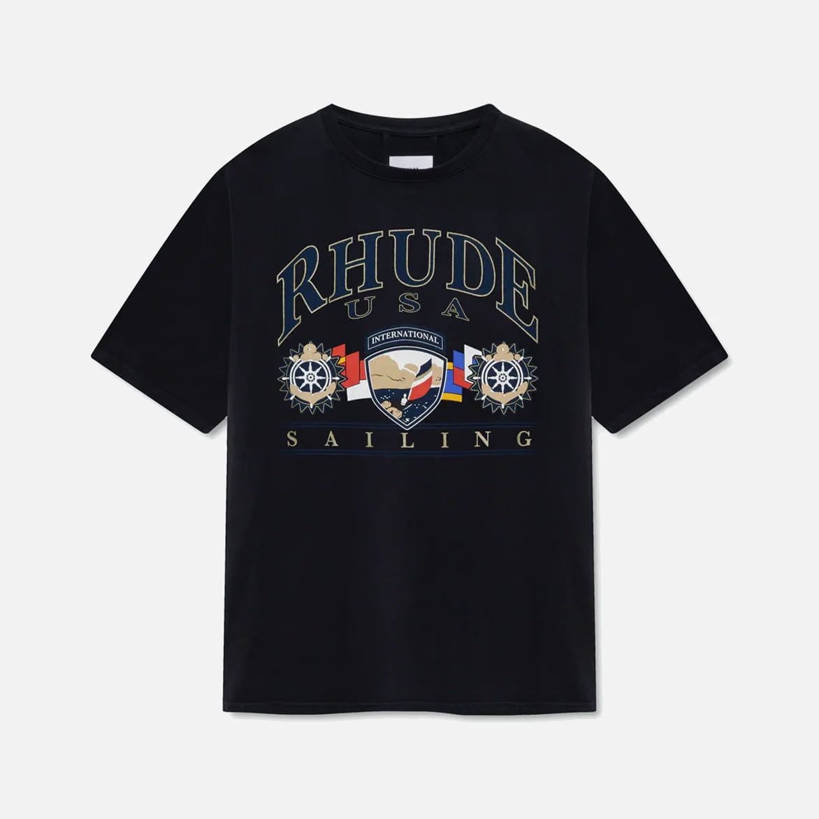 RHUDE USA SAILING ICON TEE - VINTAGE BLACK / WHITE