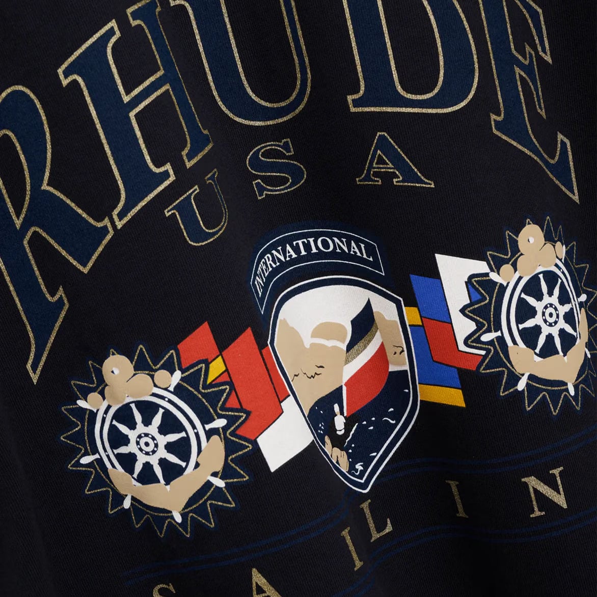 RHUDE USA SAILING ICON TEE - VINTAGE BLACK / WHITE