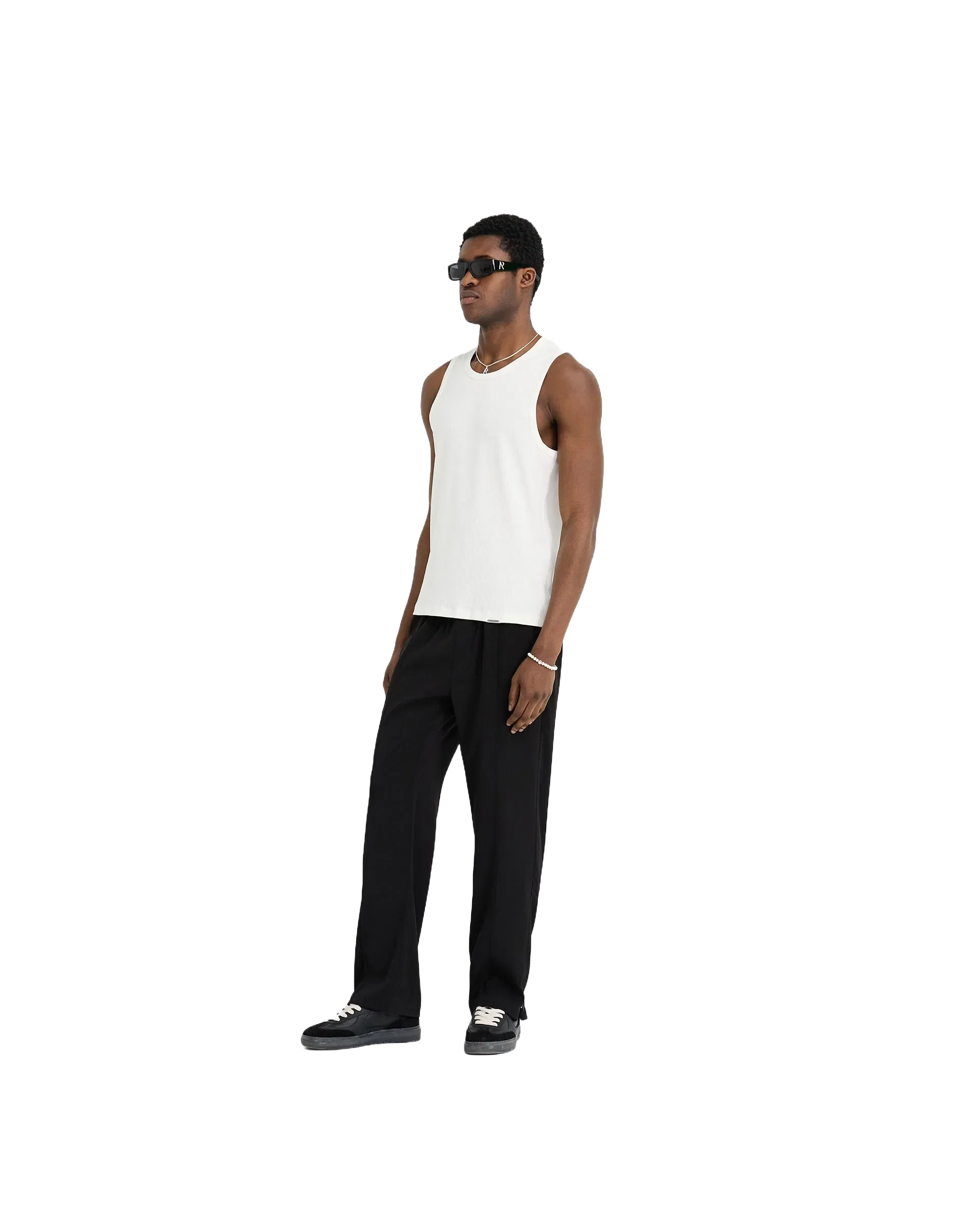 Initial Rib Vest - Flat White
