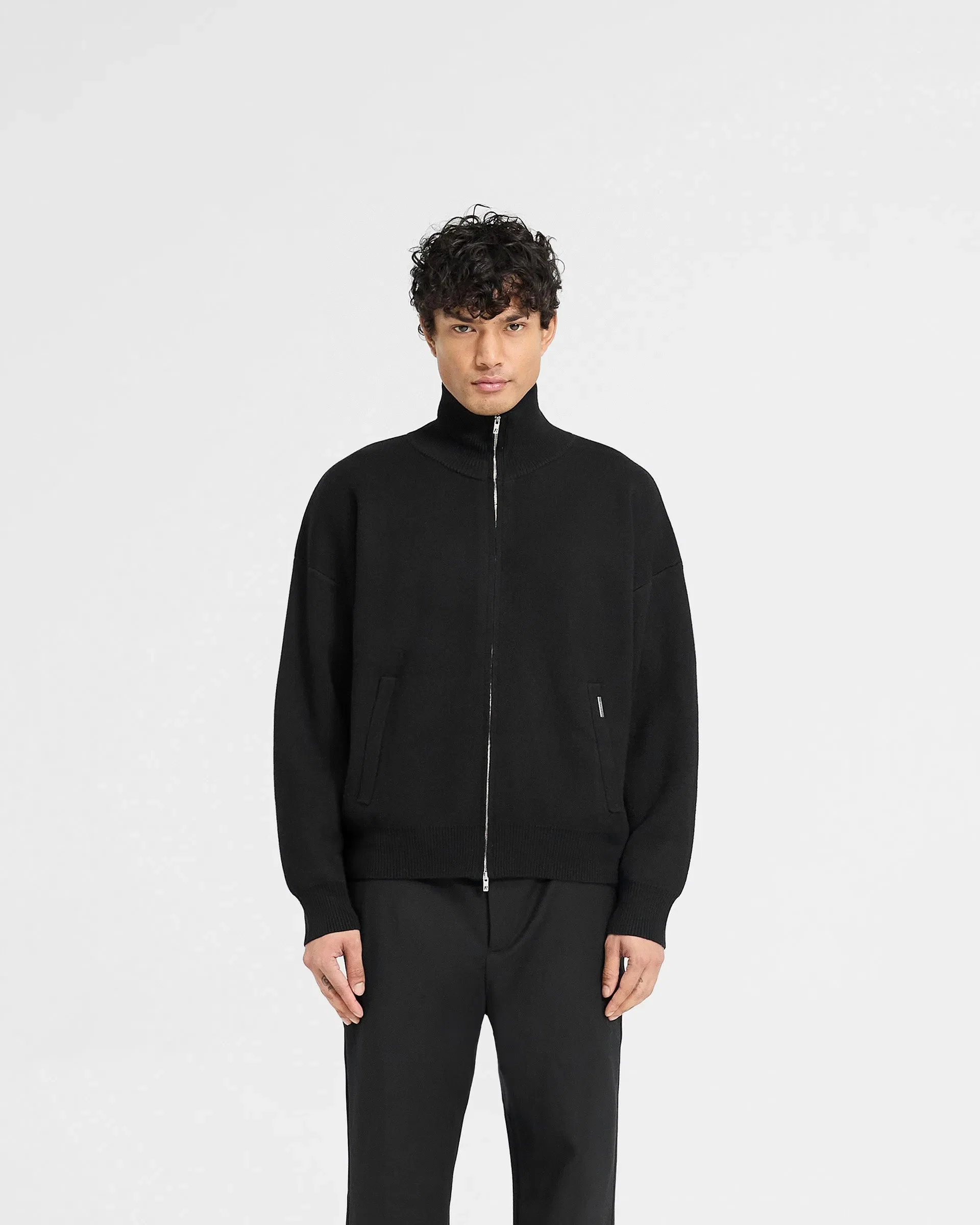 Initial Knitted Track Jacket - Jet Black