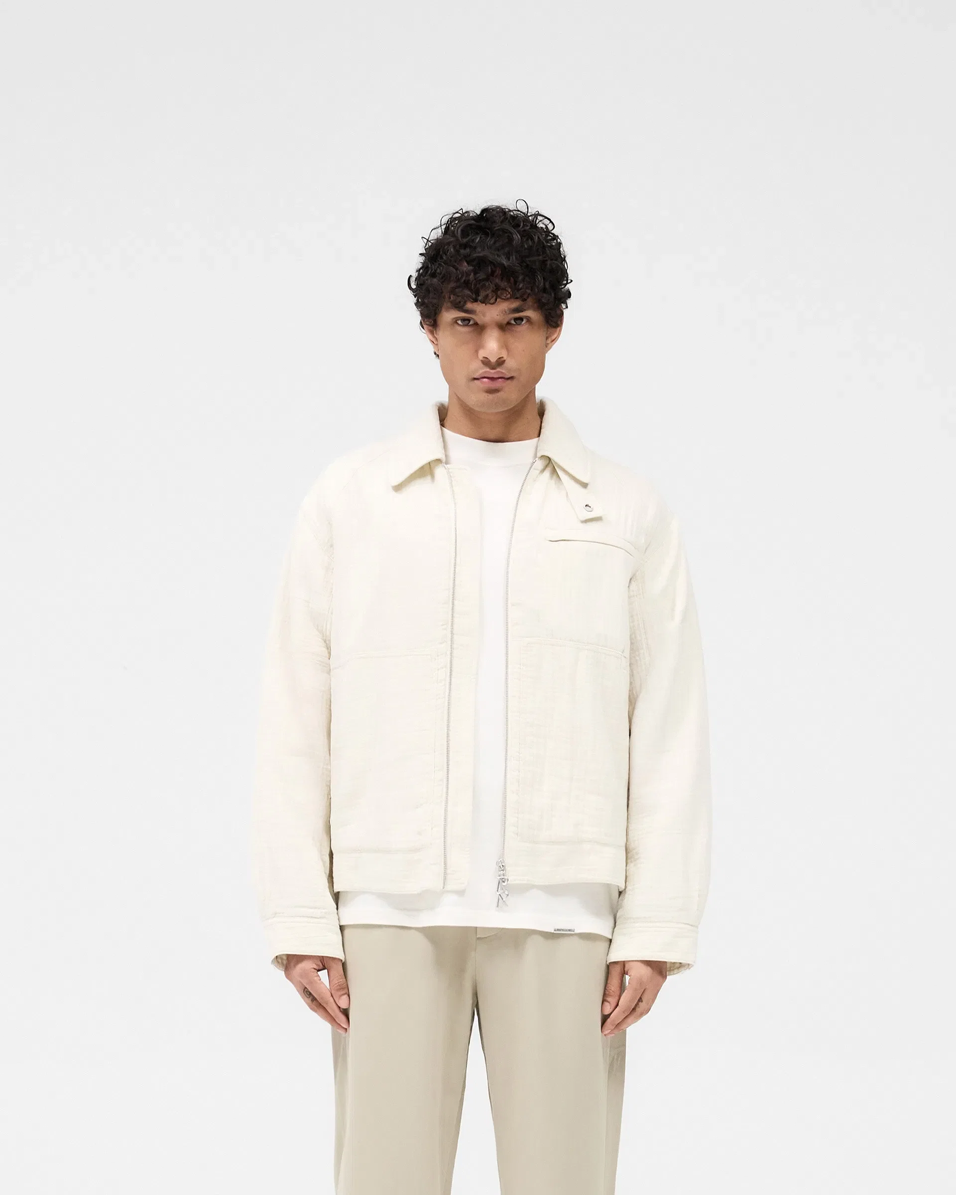 SS25 Crinkle Trucker Jacket - Ecru