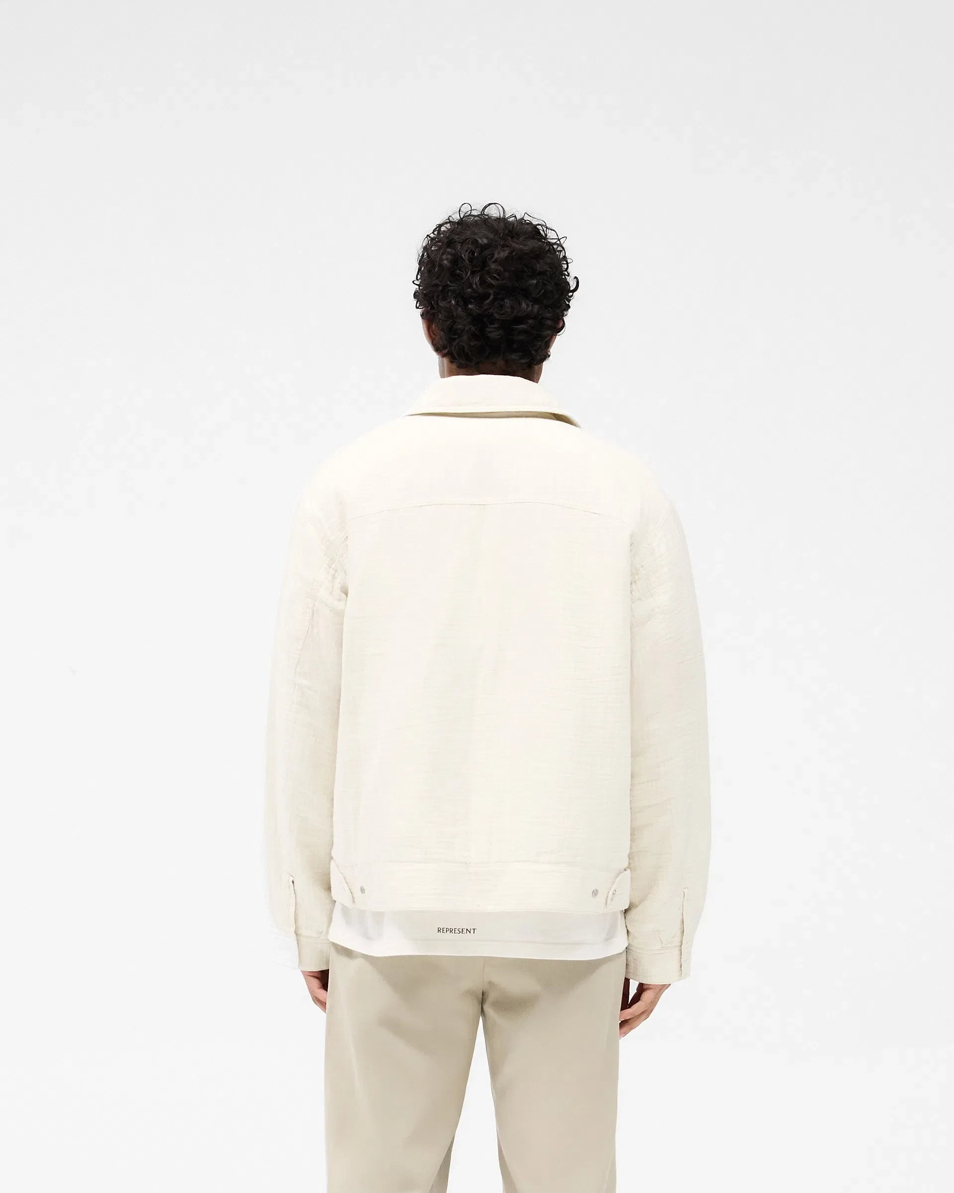 SS25 Crinkle Trucker Jacket - Ecru