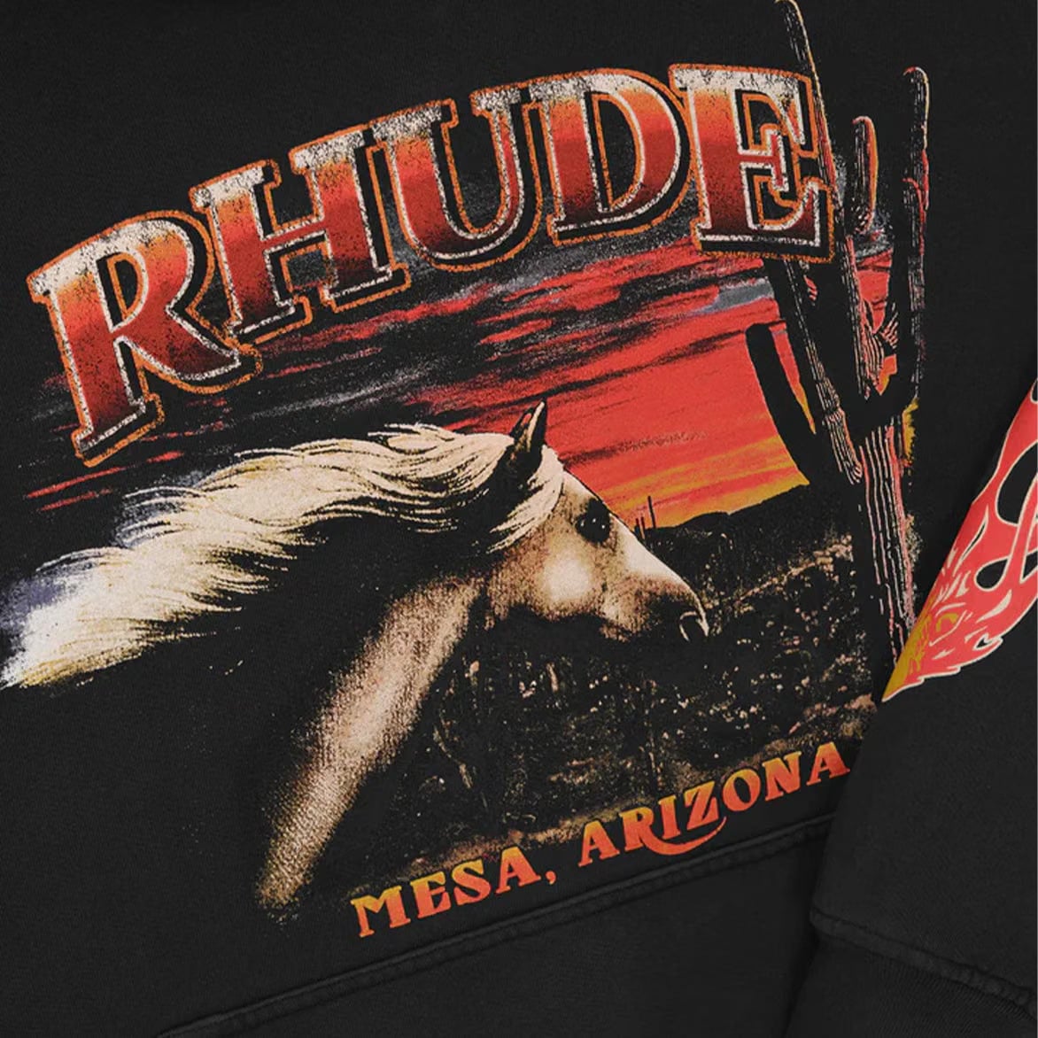 RHUDE MESA STALLION HOODIE - VINTAGE BLACK