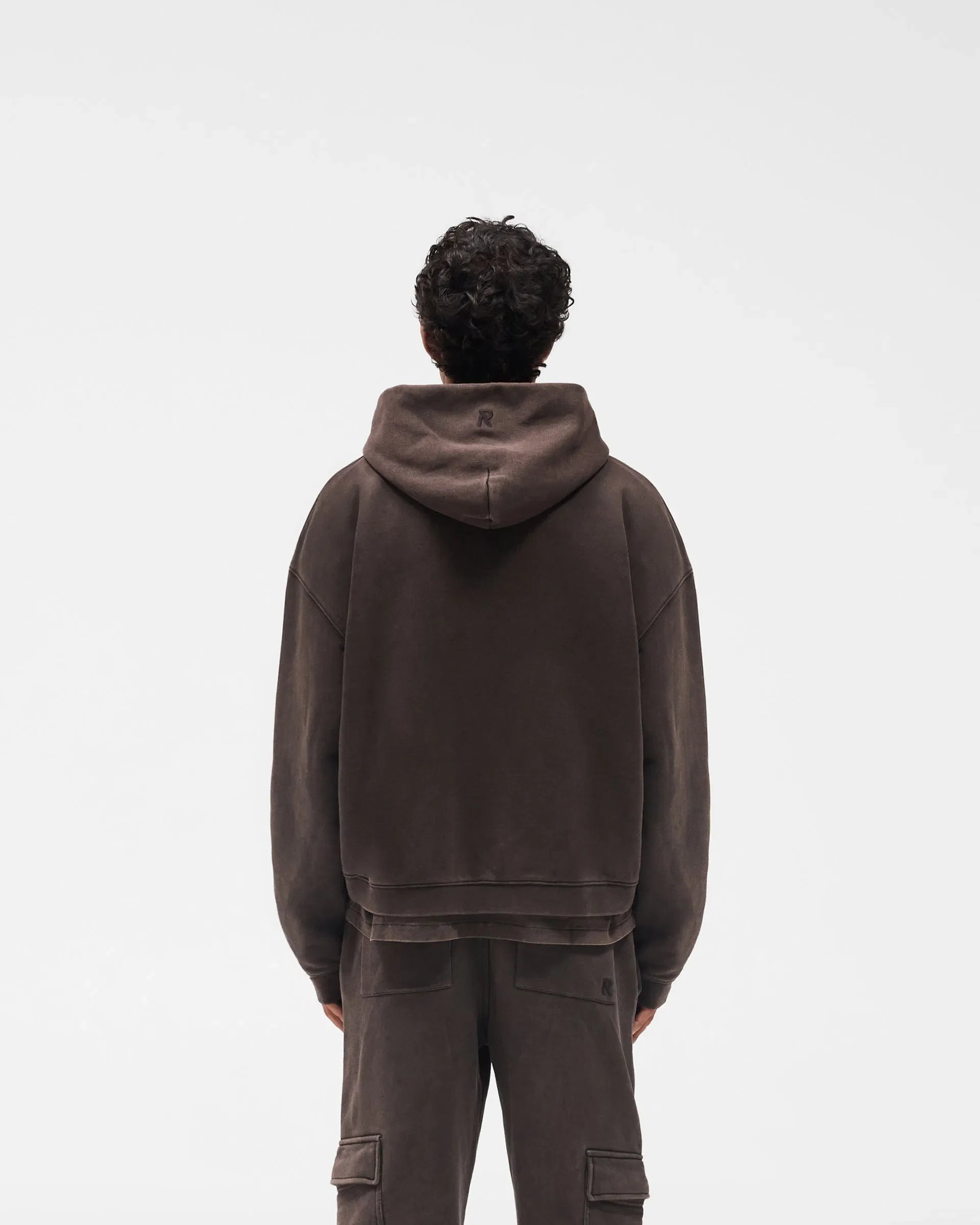 Initial Boxy Zip Through Hoodie - Coffee