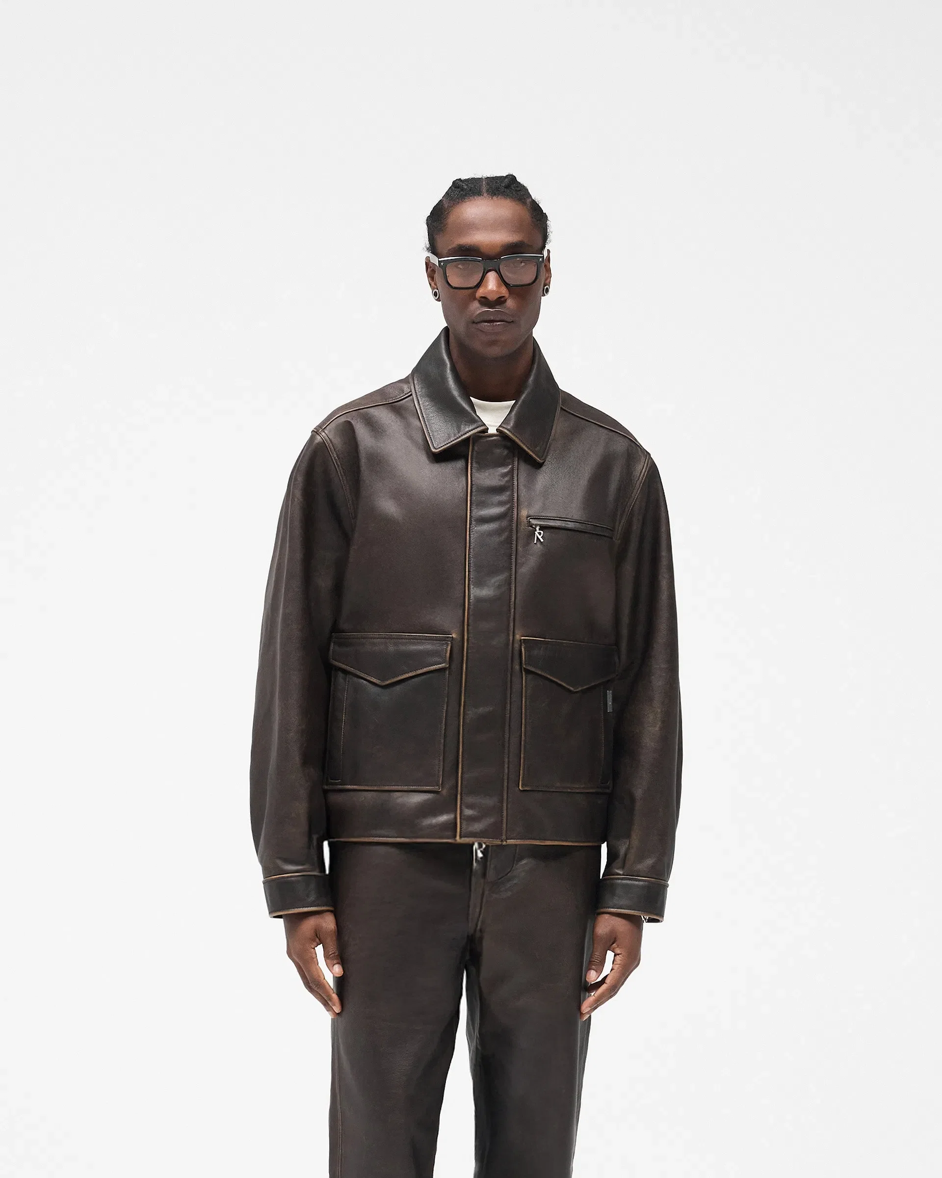 FW25 Sunfade Leather Jacket - Nero