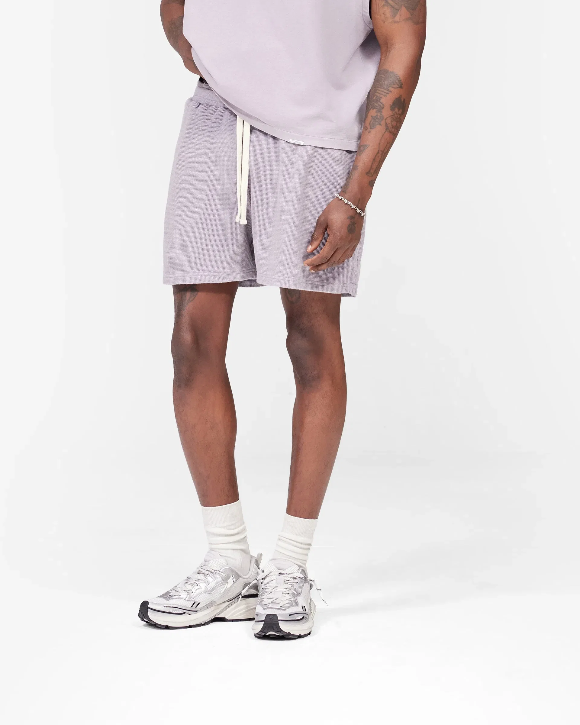 Initial Waffle Shorts- Mist