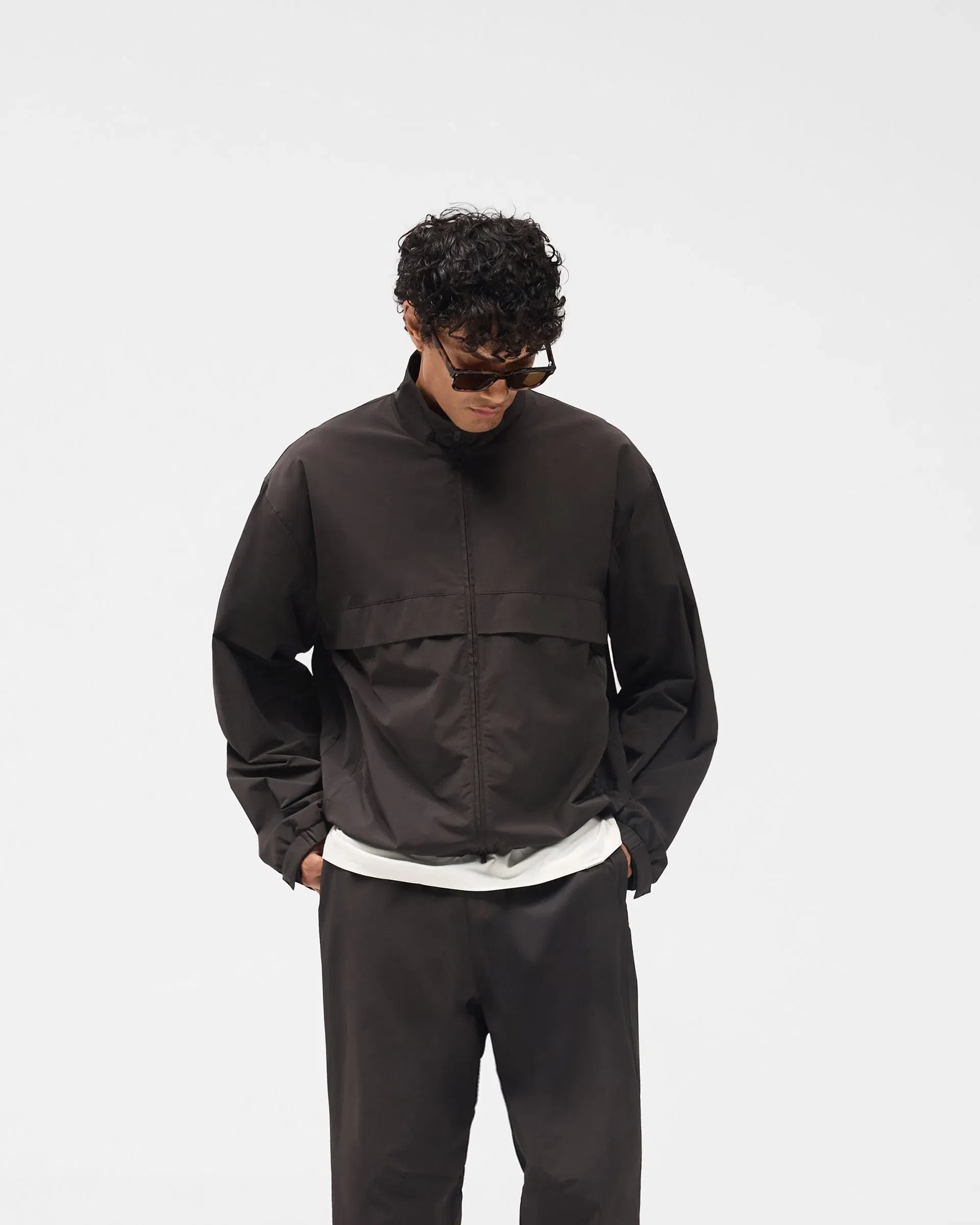 Initial Nylon Track Jacket - Coffee