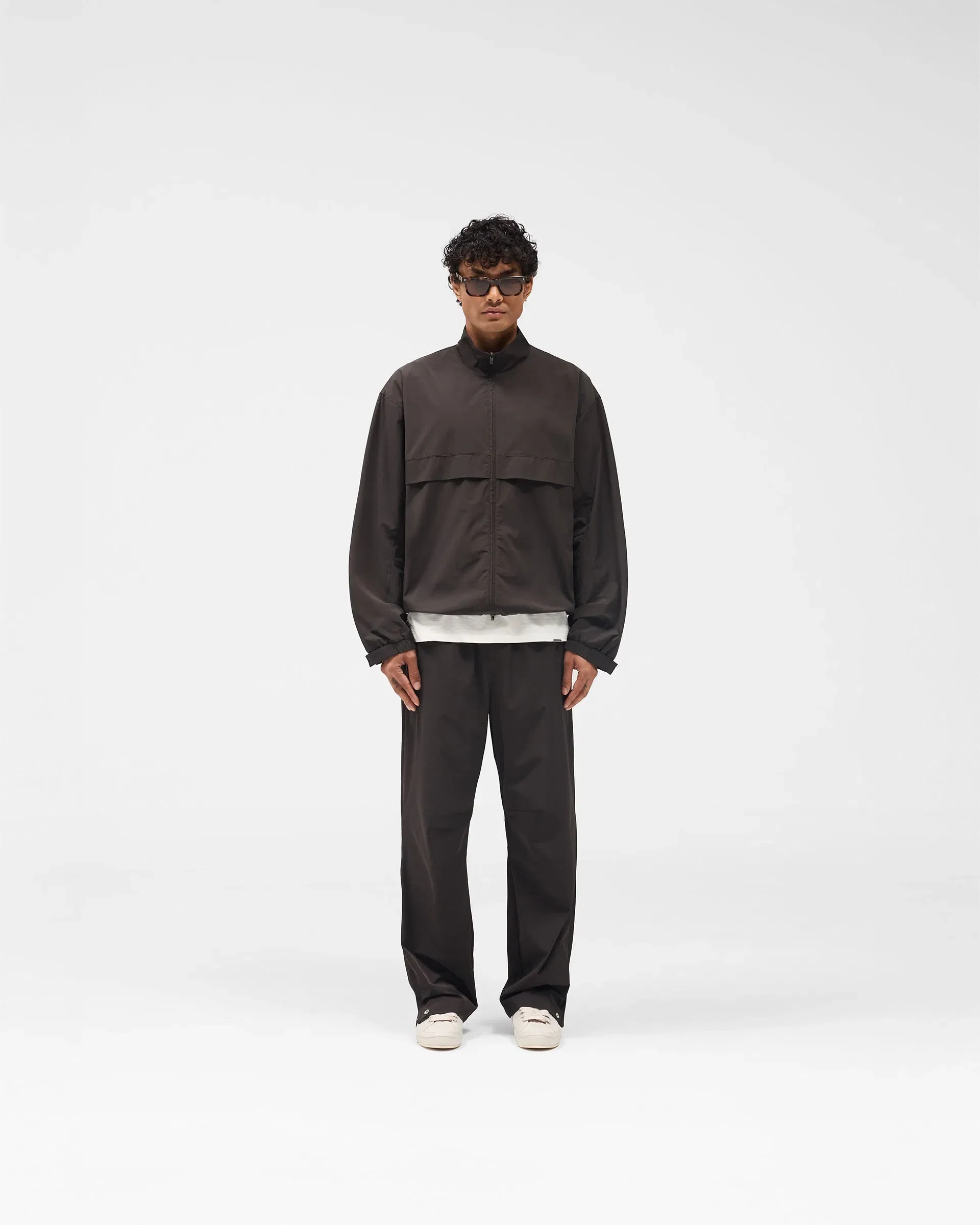 Initial Nylon Track Jacket - Coffee