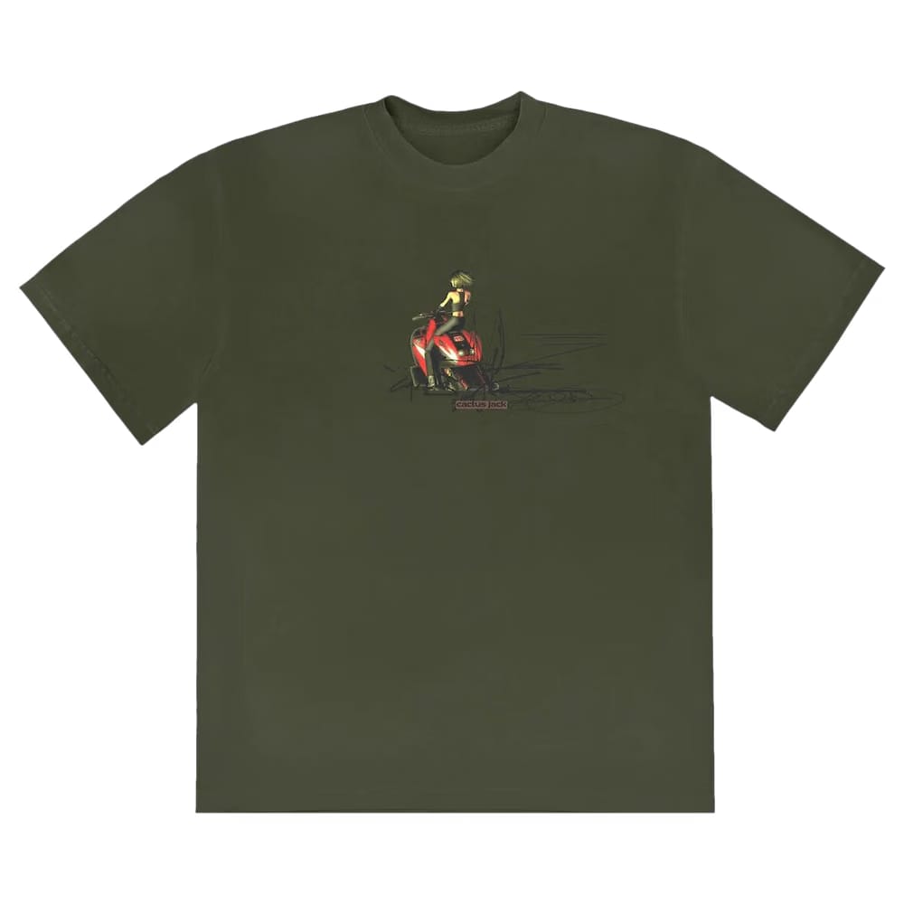 Cactus Jack by Travis Scott Moto Girl T-Shirt Olive