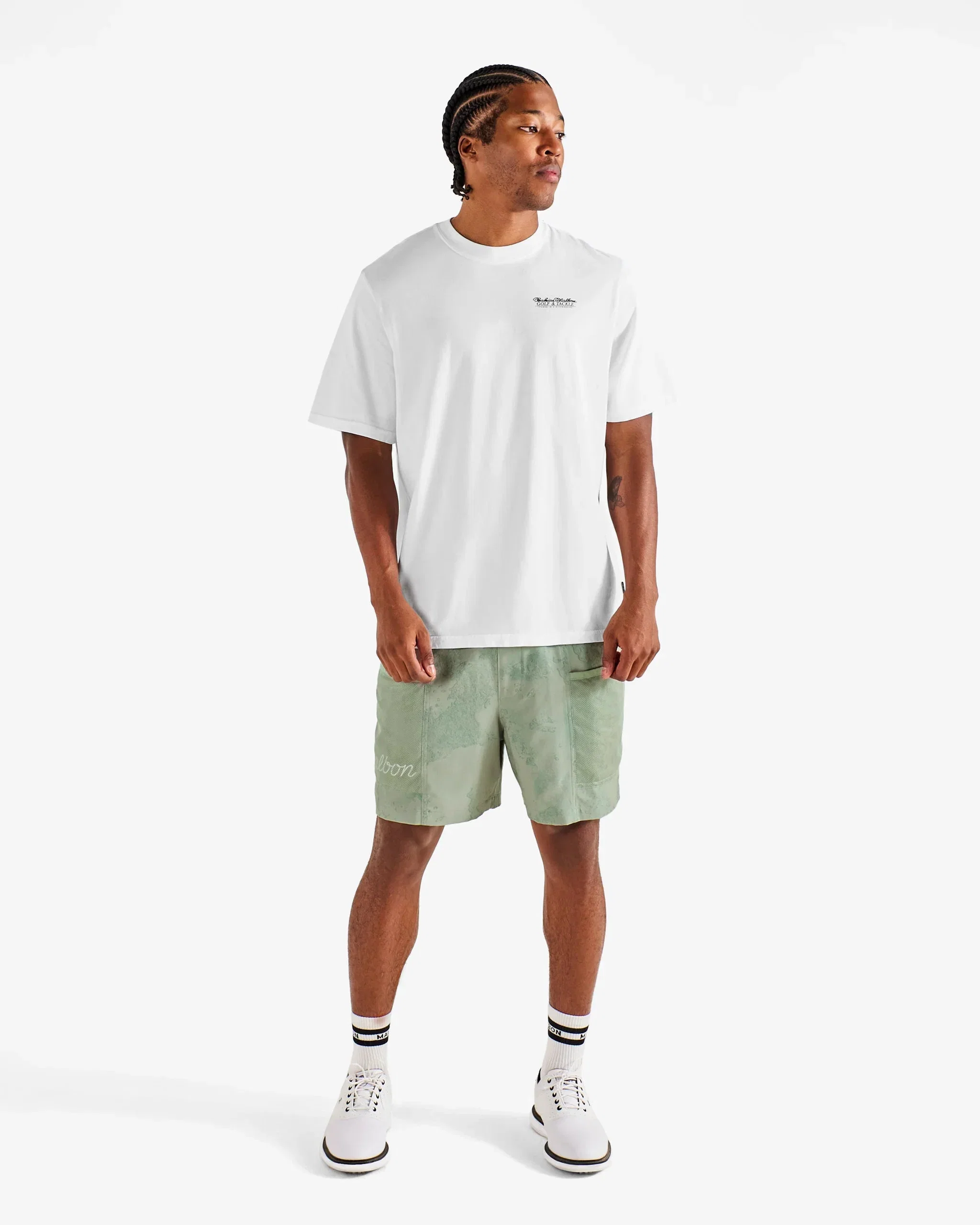 Malbon Golf Bermuda Bahiar Tee – White