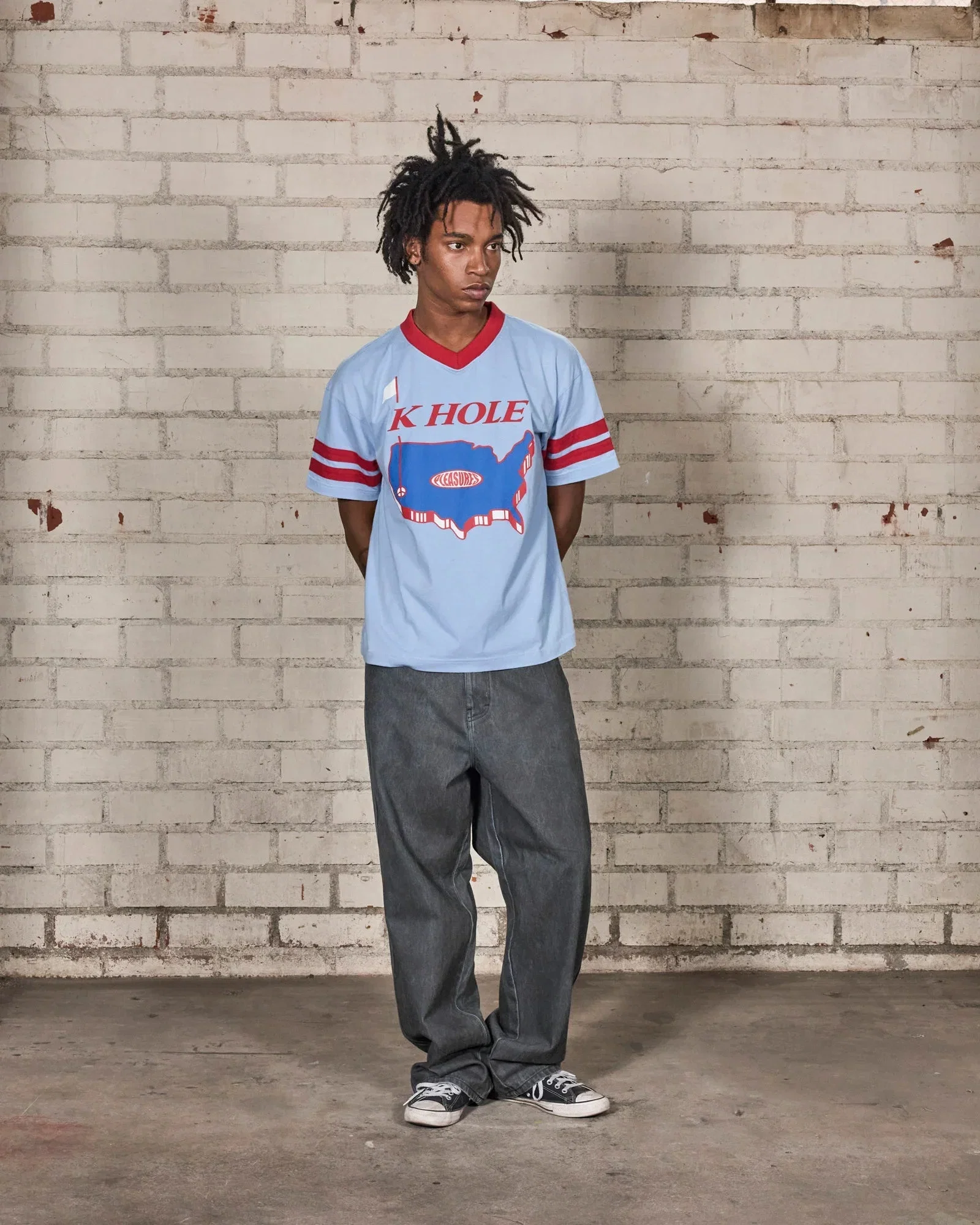 Pleasures Hole V-Neck Jersey Blue