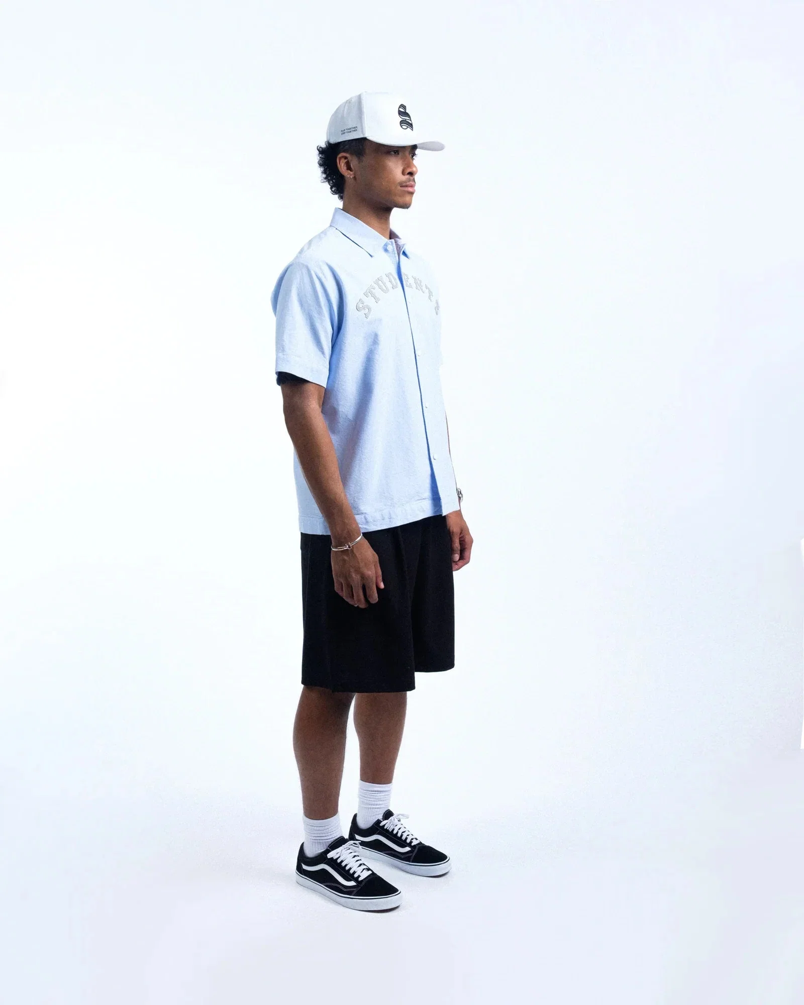 Students Golf Crescent S/S Button Up Shirt Blue