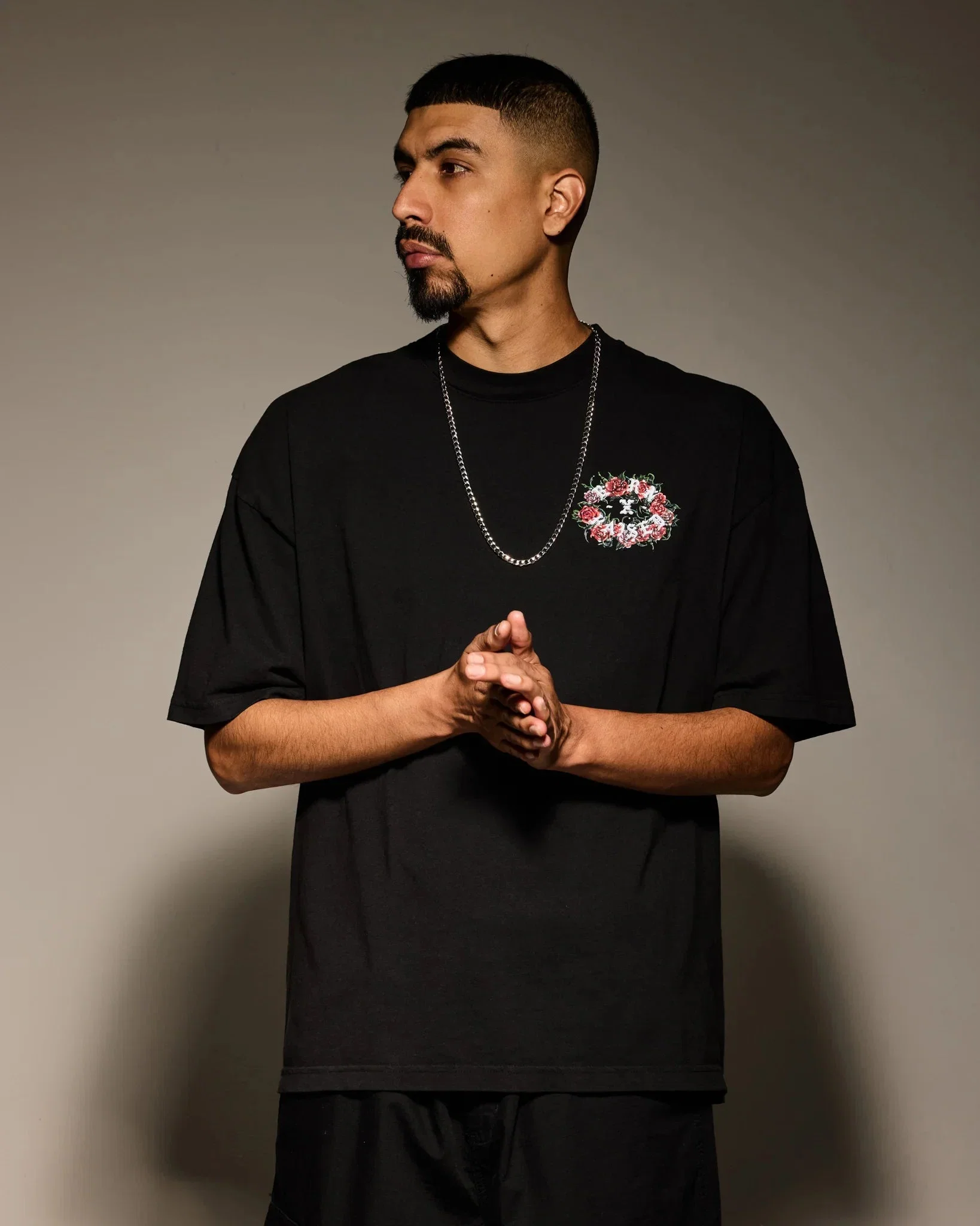Born X Raised Roses Rocker Tee - Black