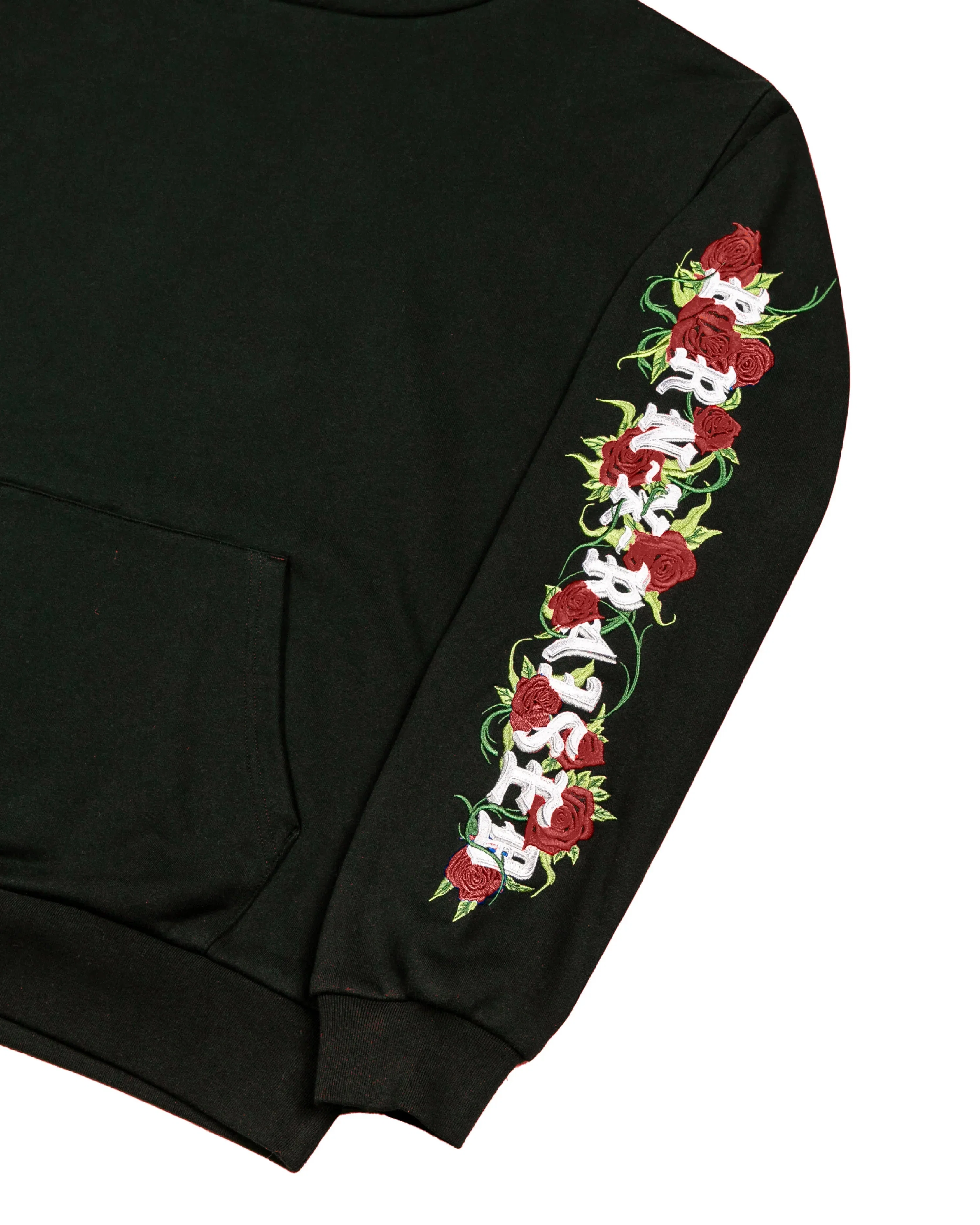 Born X Raised Embroidered Roses Hoodie Black