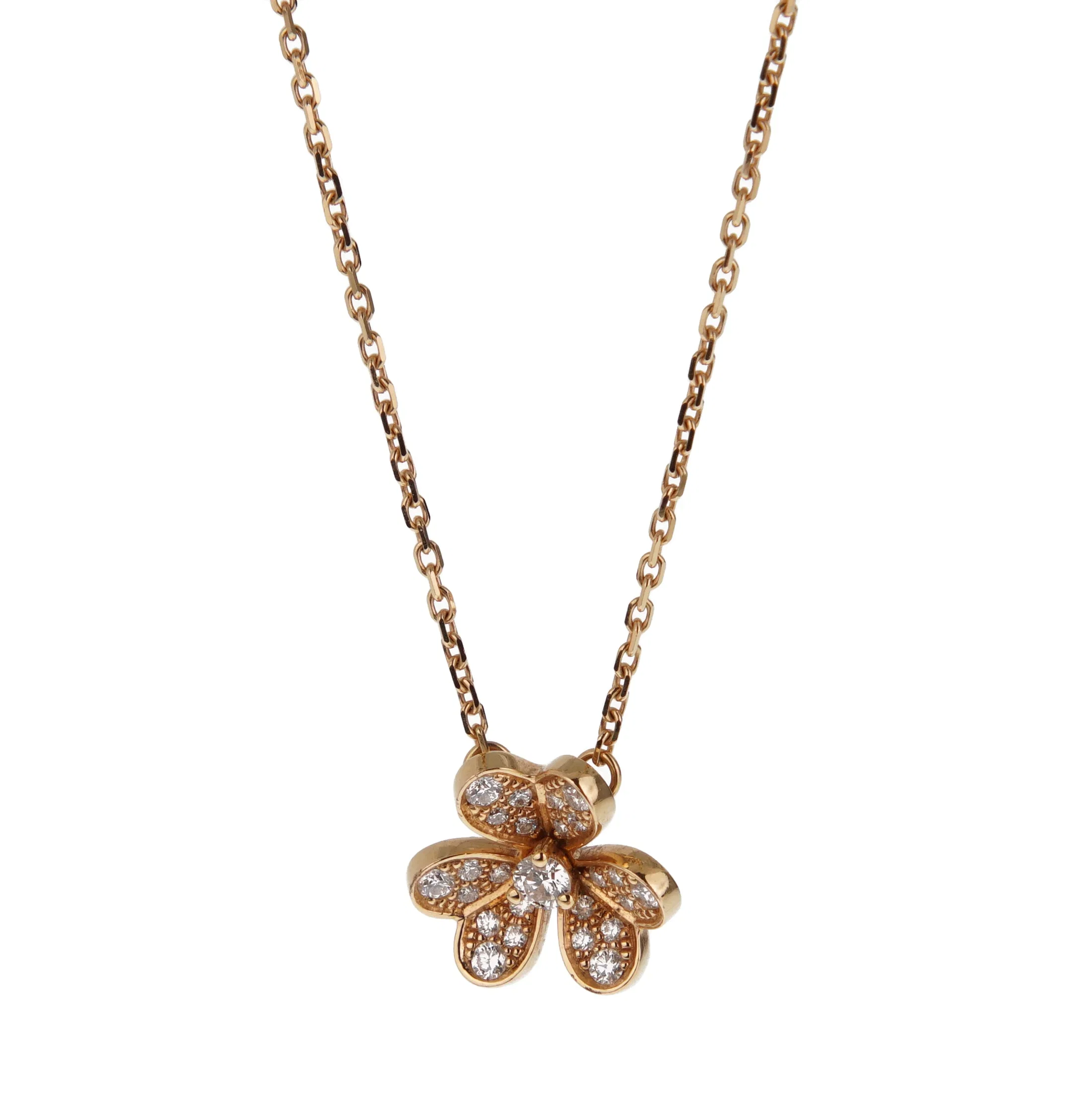 Van Cleef & Arpels Frivole Diamond Pendant Necklace in 18k Yellow Gold, Mini Model