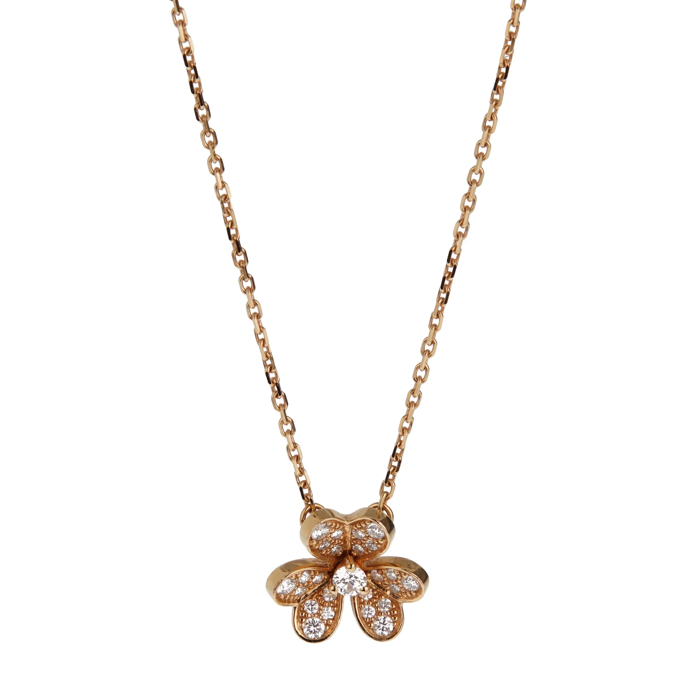 Van Cleef & Arpels Frivole Diamond Pendant Necklace in 18k Yellow Gold, Mini Model
