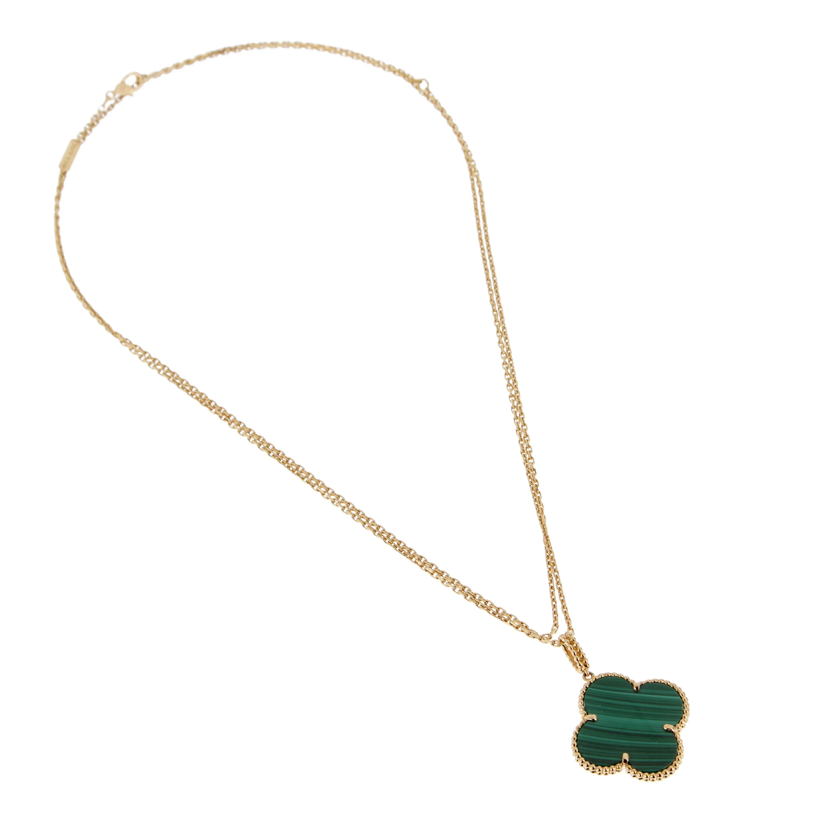 Van Cleef & Arpels Magic Alhambra Long Necklace, Malachite in 18k Yellow Gold