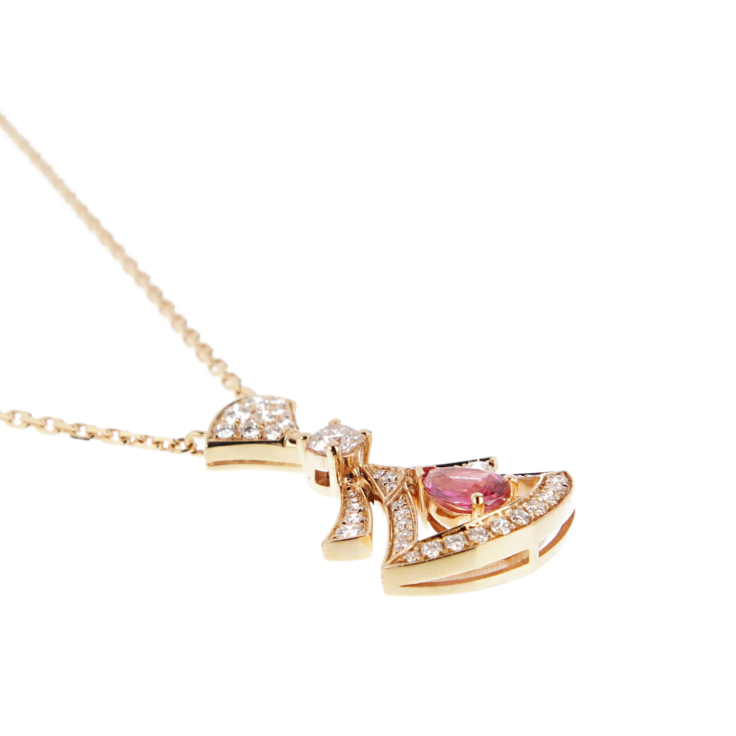 Bvlgari Divas' Dream Necklace 18k Rose Gold Rubellite Diamond Openwork Pendant