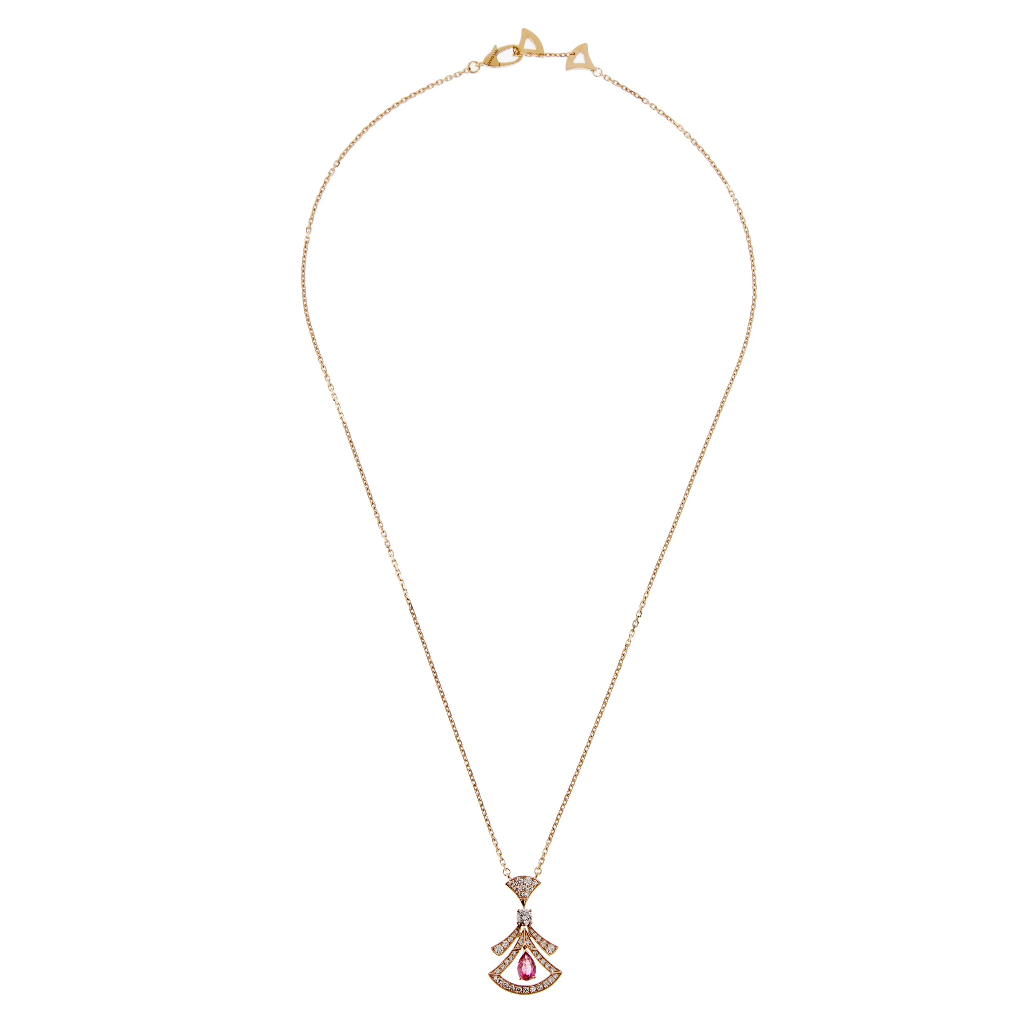 Bvlgari Divas' Dream Necklace 18k Rose Gold Rubellite Diamond Openwork Pendant