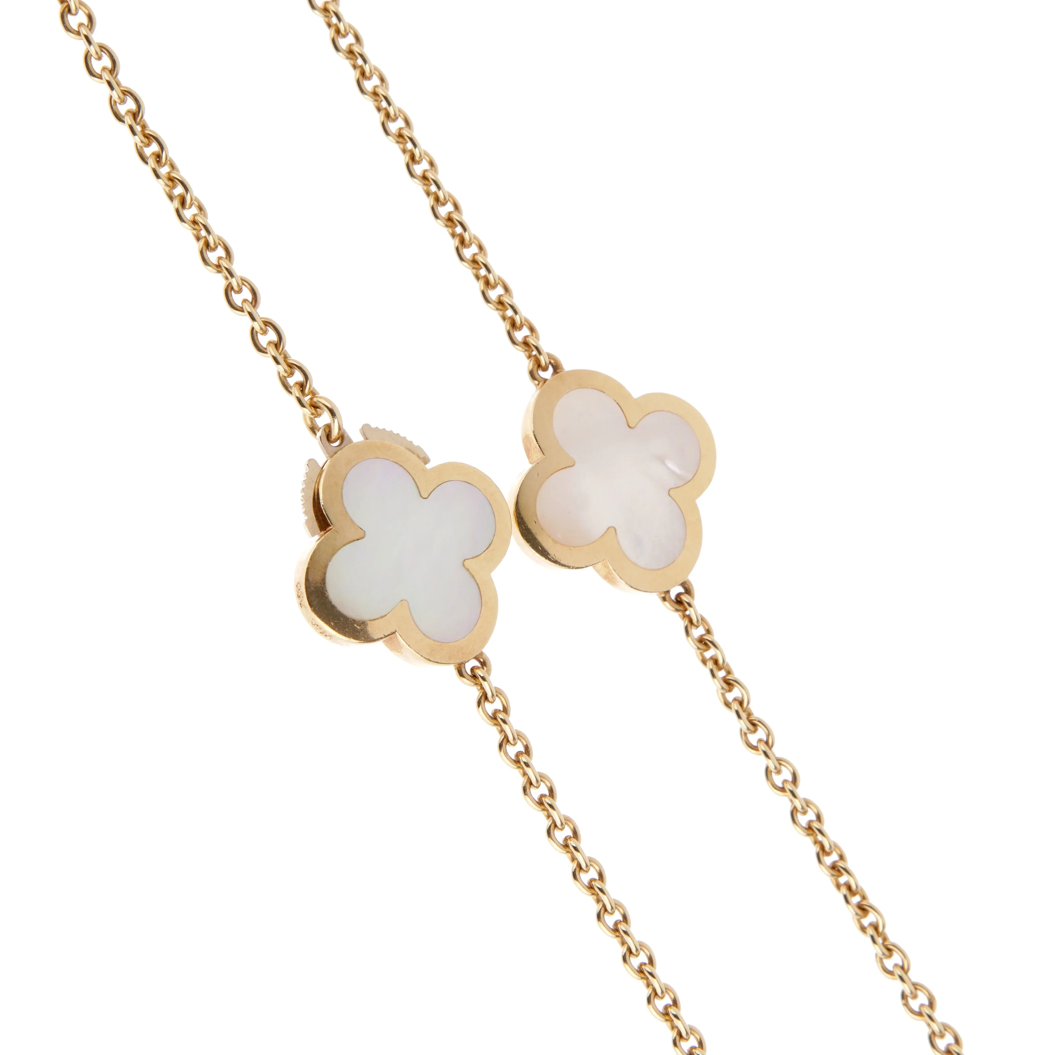 Van Cleef & Arpels Pure Alhambra Mother of Pearl Sautoir Necklace 18k Yellow Gold