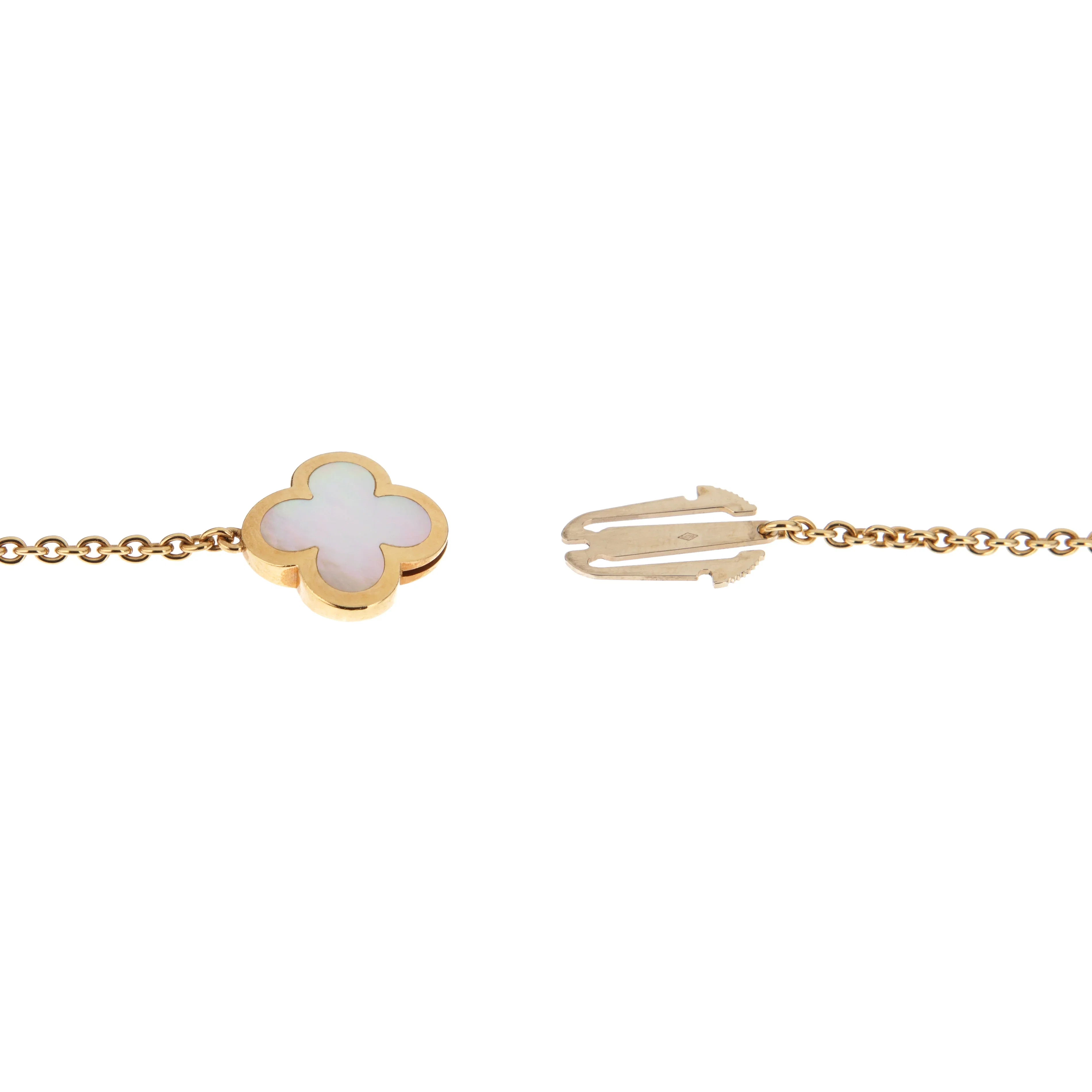 Van Cleef & Arpels Pure Alhambra Mother of Pearl Sautoir Necklace 18k Yellow Gold