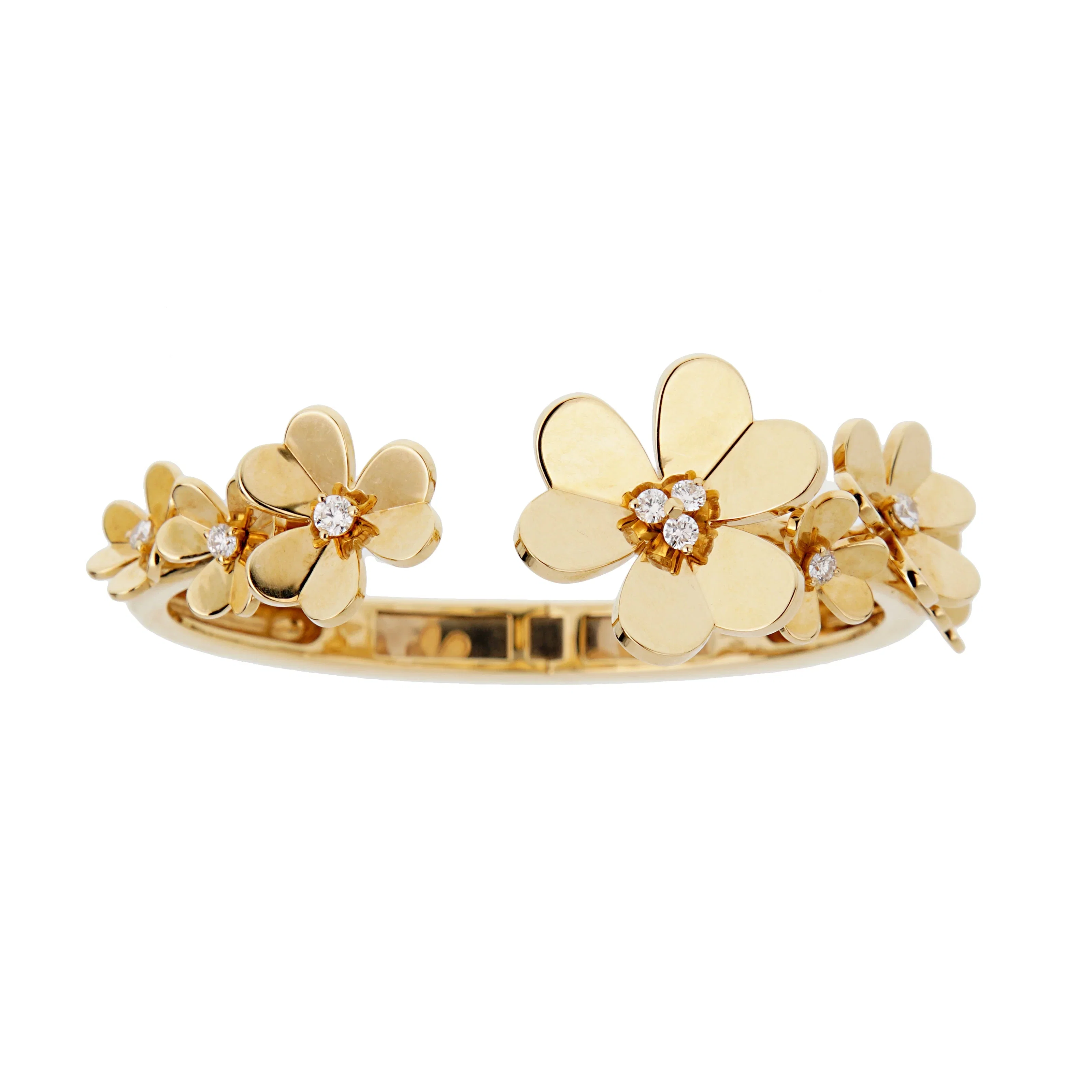Van Cleef & Arpels Frivole Bracelet 7 Flowers Large Model Diamond 18k Yellow Gold