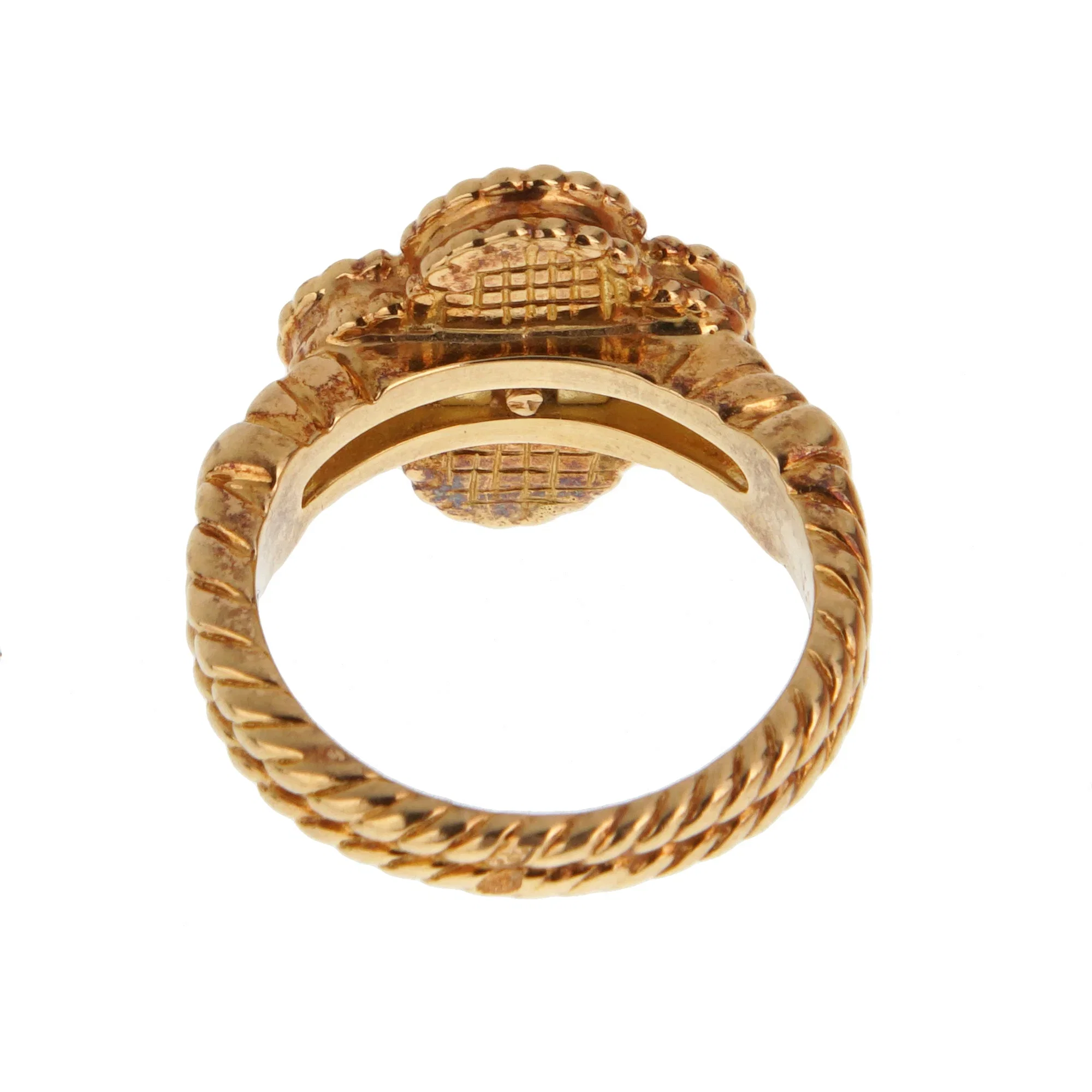Van Cleef & Arpels Vintage Alhambra Ring 18K Yellow Gold White Mother-of-Pearl Diamond