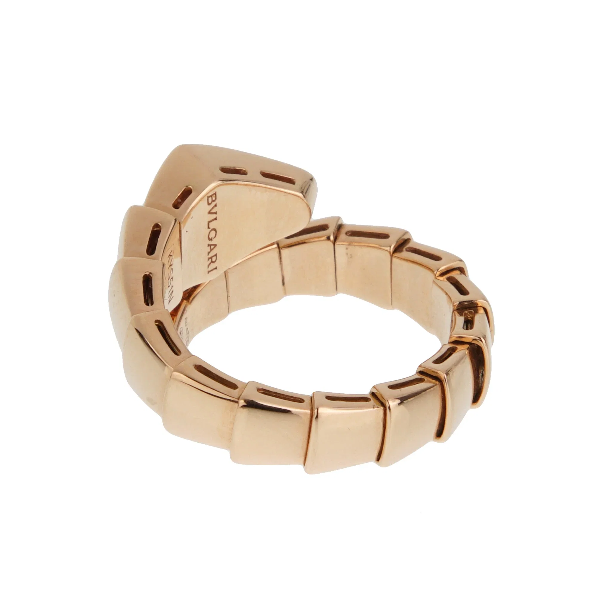Bvlgari Serpenti Viper Ring 18K Rose Gold Pave Diamond