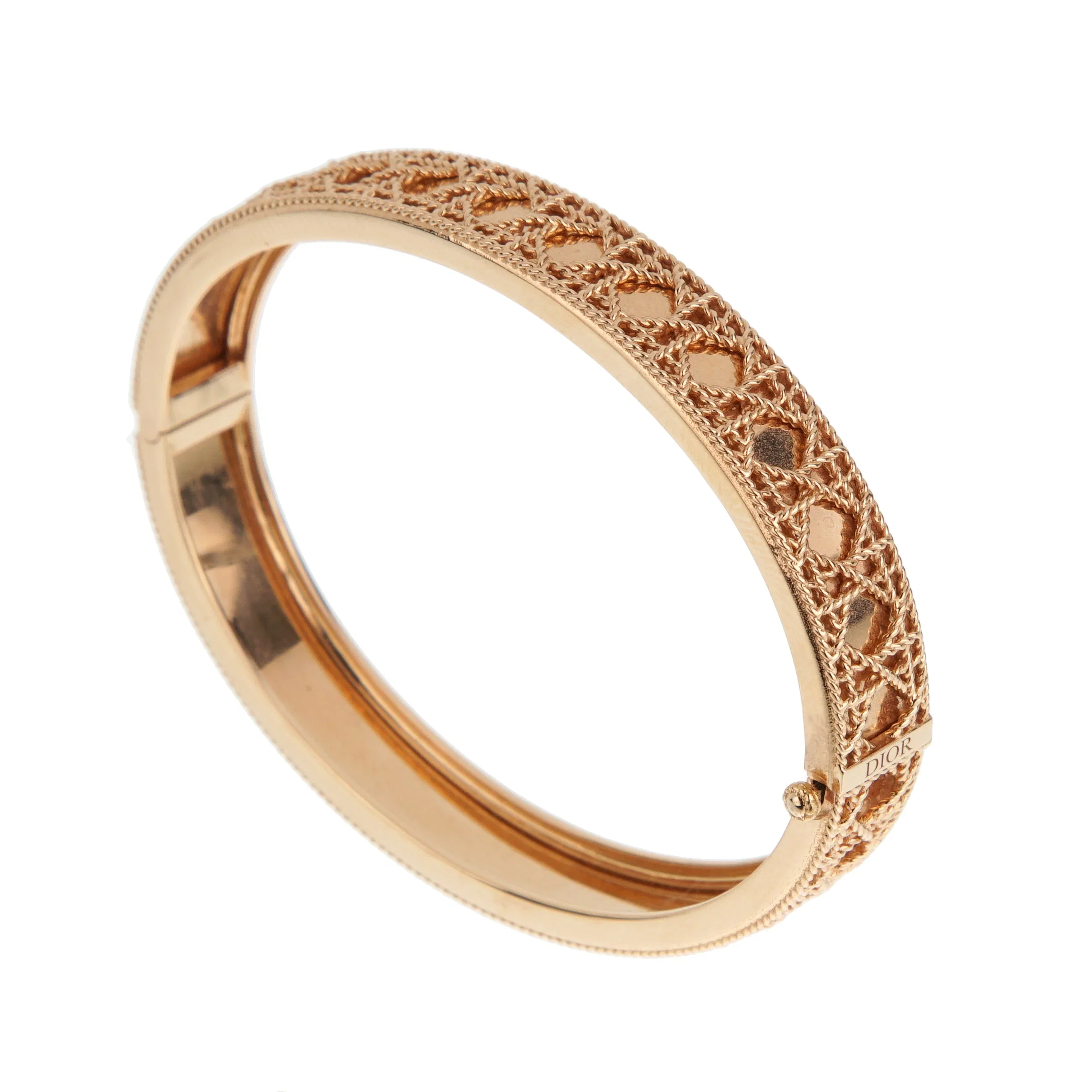 Christian Dior My Dior Cannage Woven Bangle Bracelet 18k Rose Gold