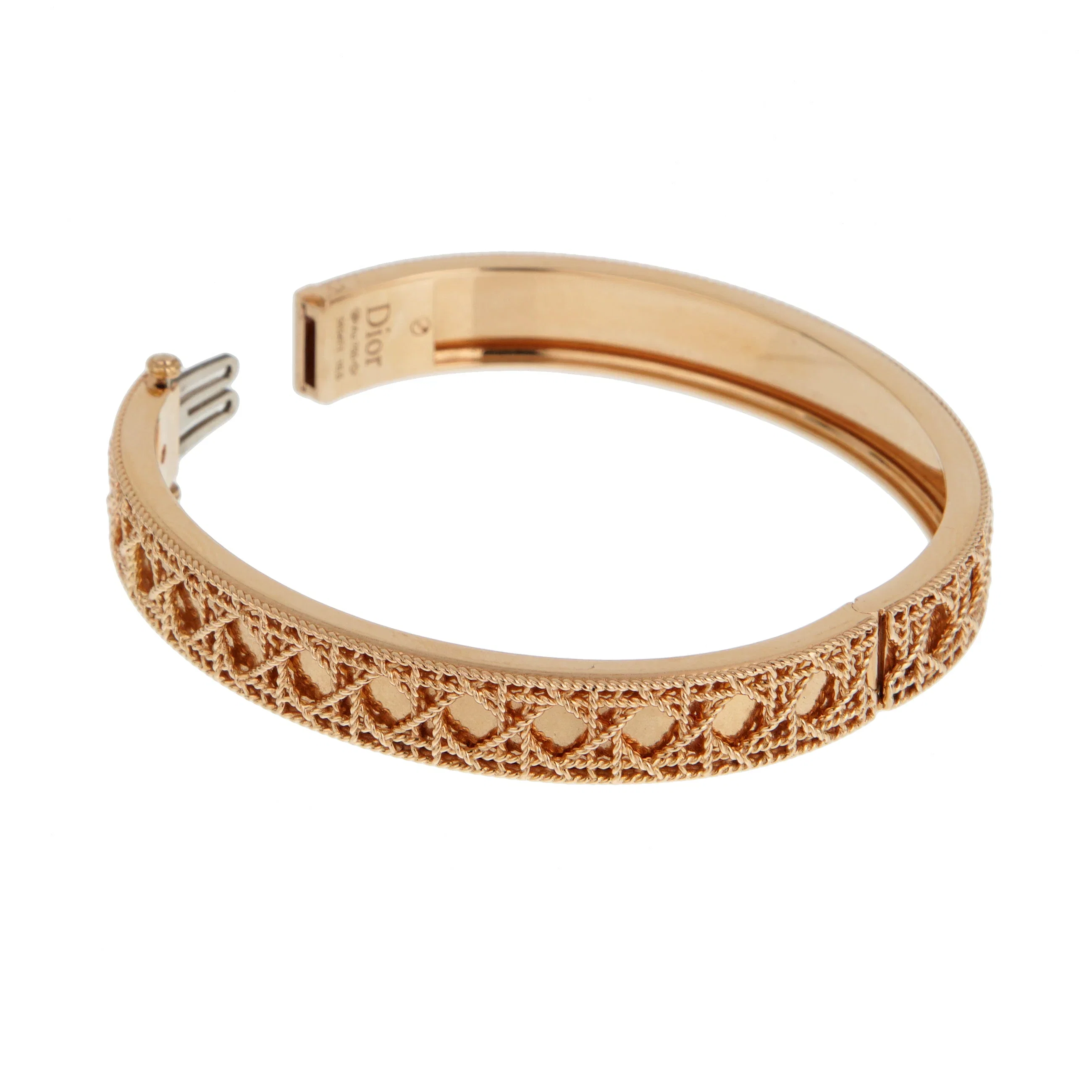 Christian Dior My Dior Cannage Woven Bangle Bracelet 18k Rose Gold